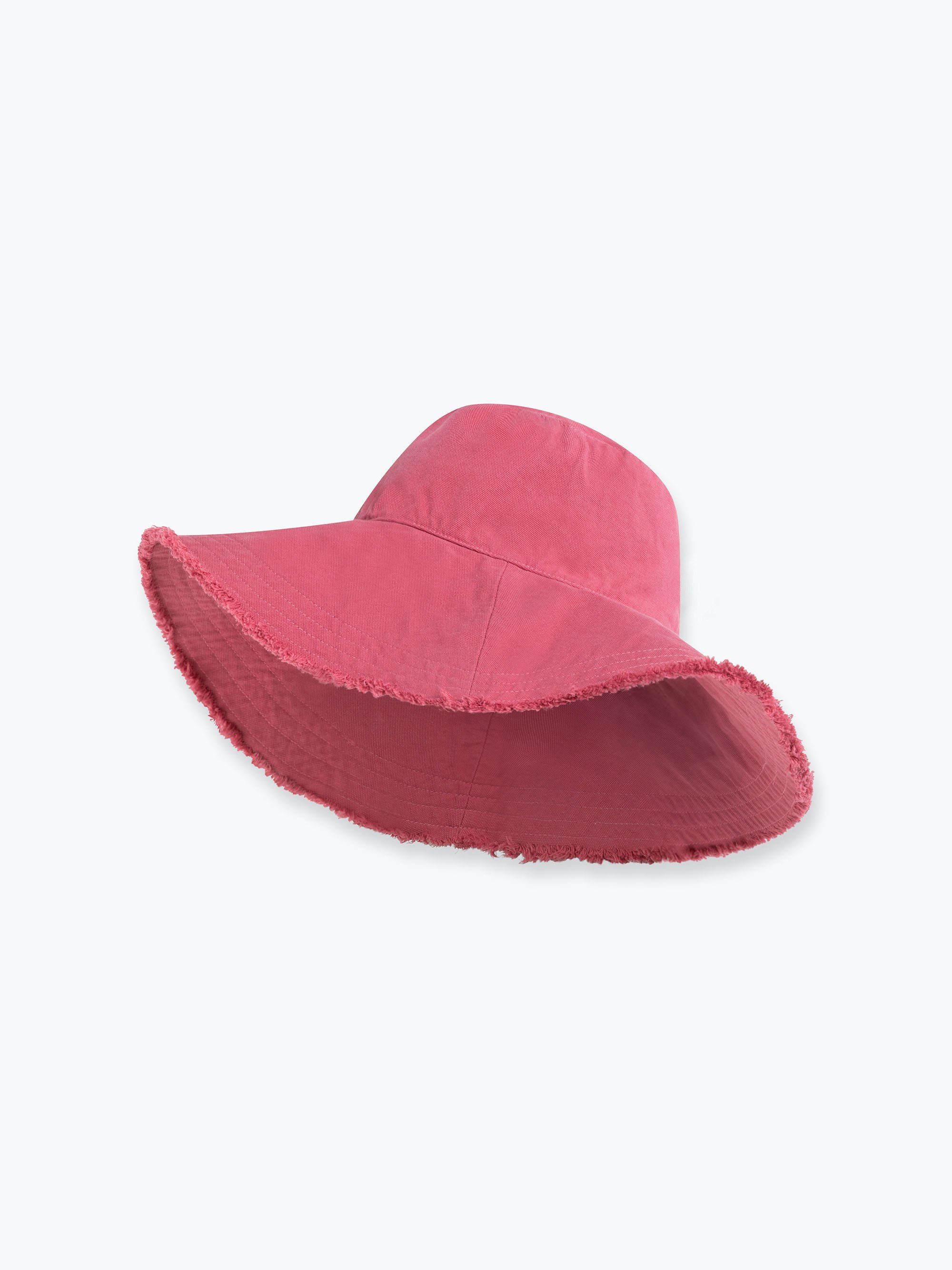 Light raspberry wide-brim hat made of thicker fabric Women