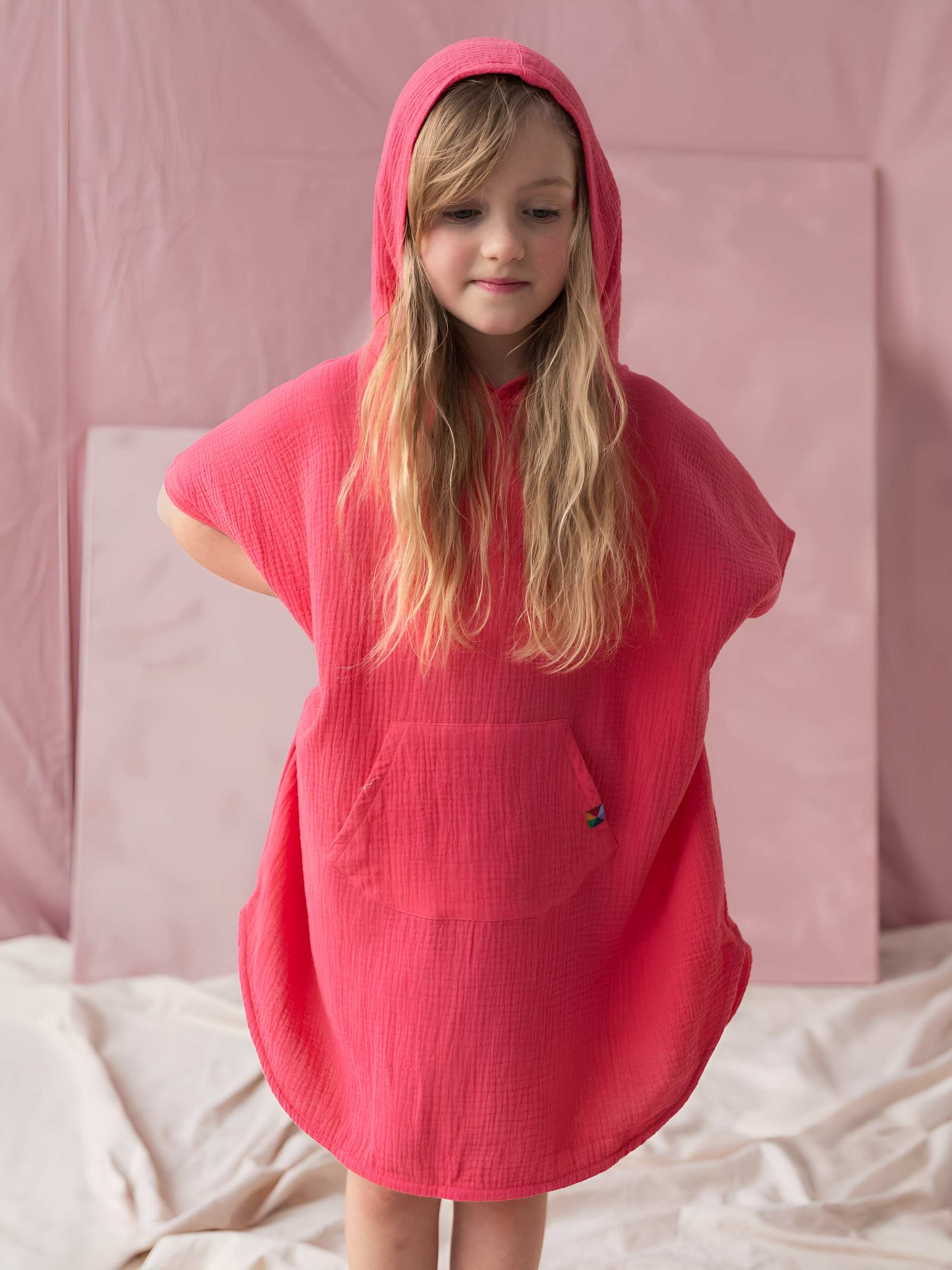 Coral muslin poncho