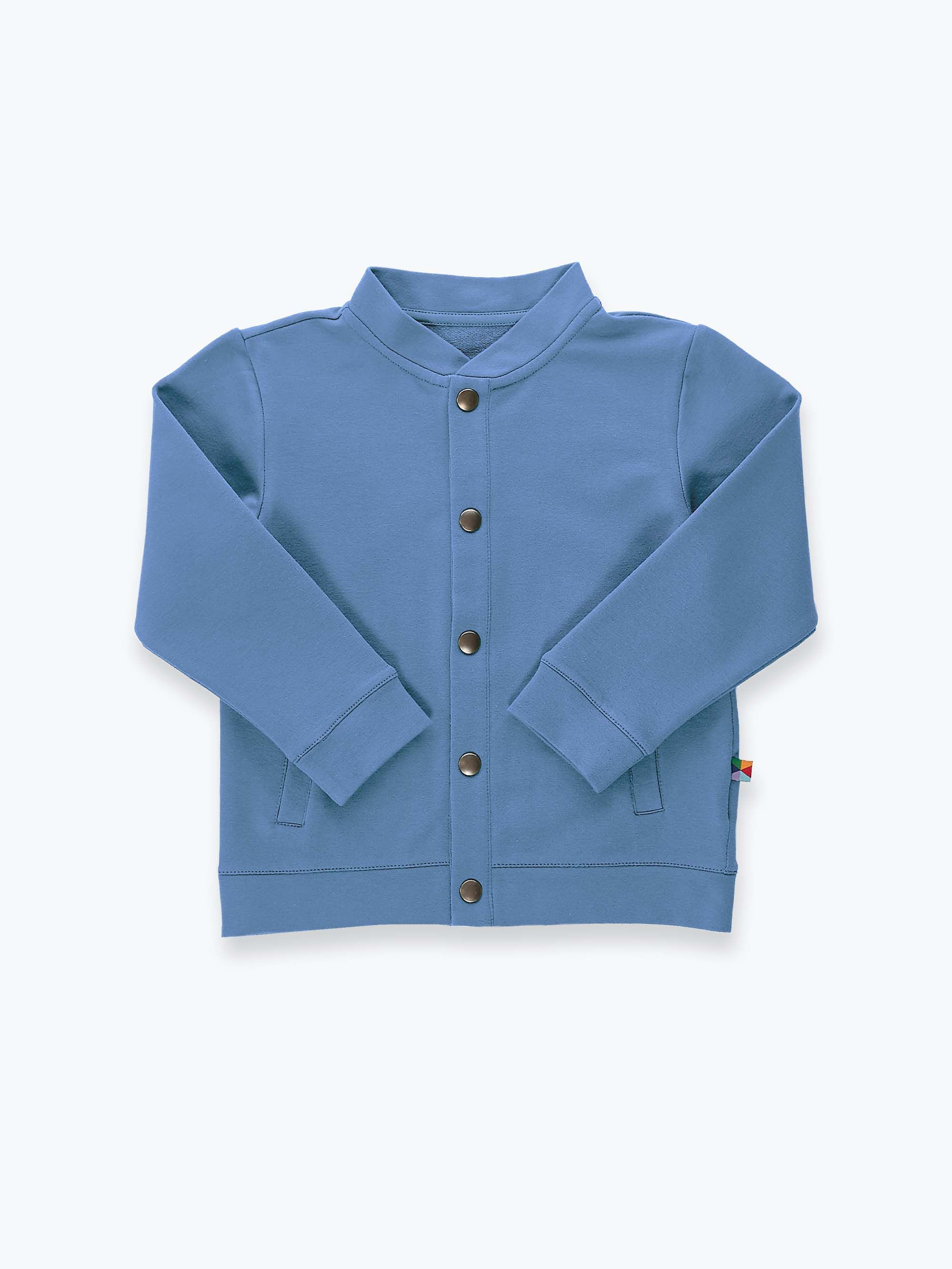 Błękitna bluza bomber z kieszeniami