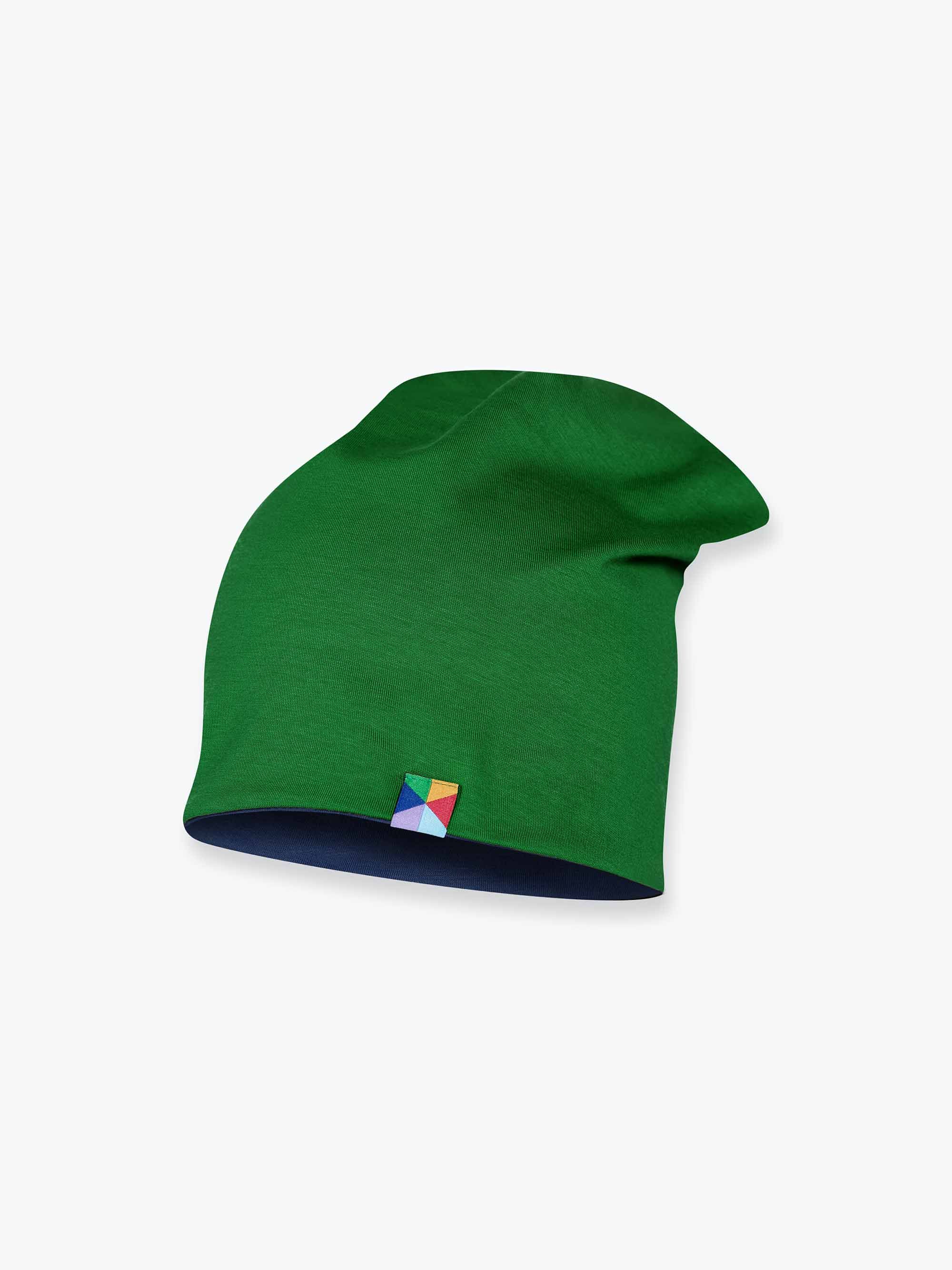Navy blue - green reversible beanie hat Junior