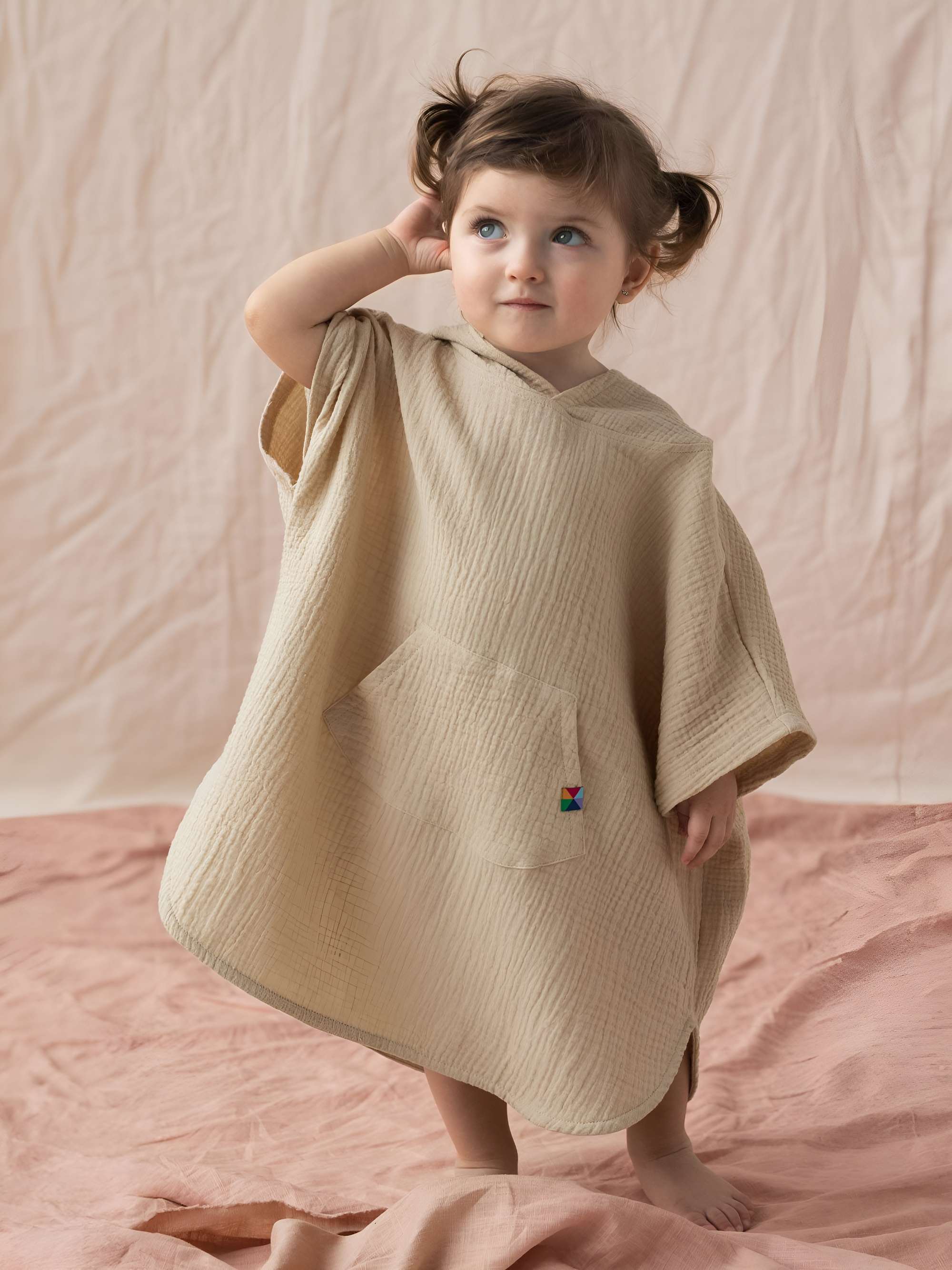 Beige muslin poncho