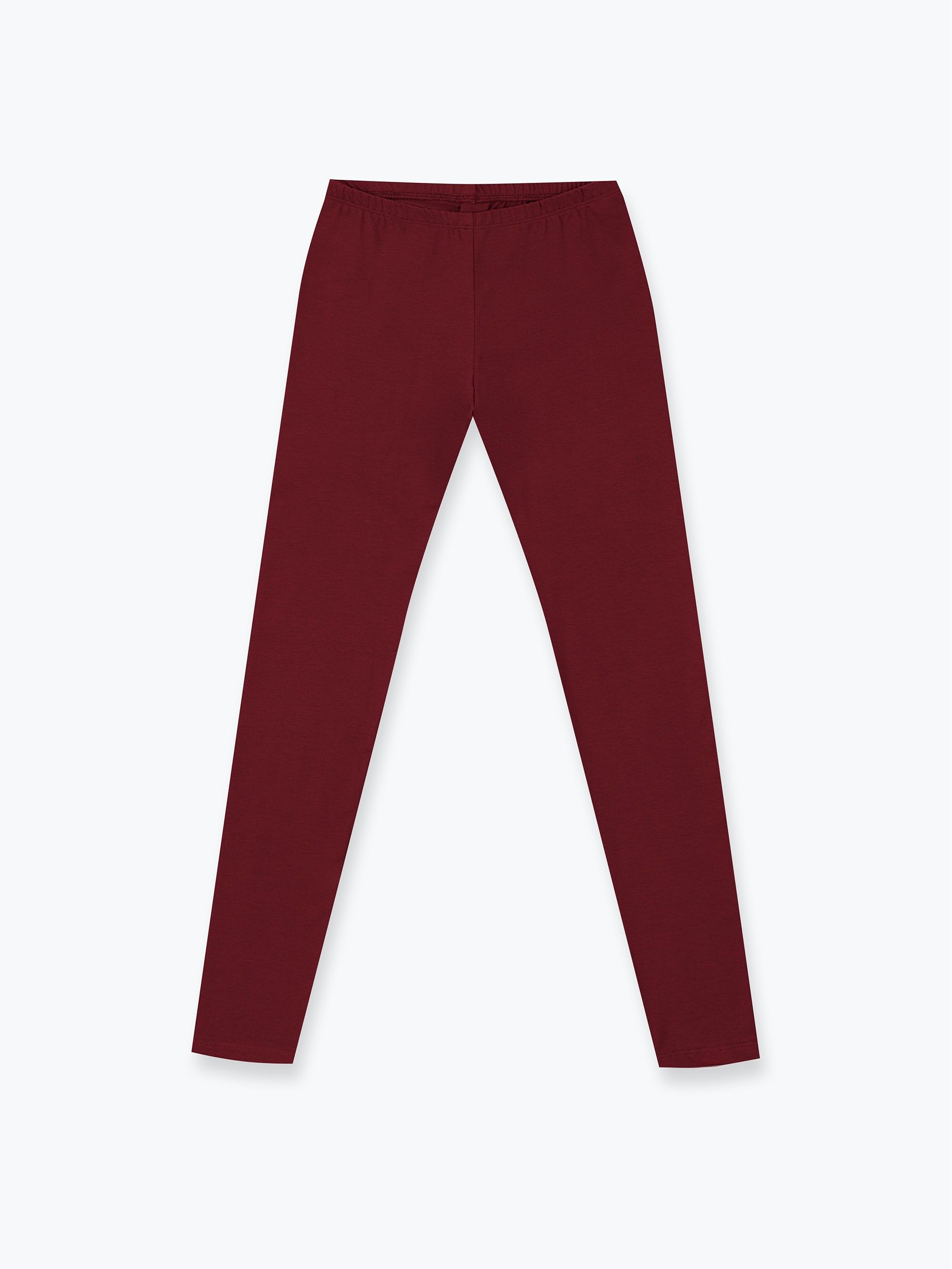Bordowe legginsy z gumką w pasie
