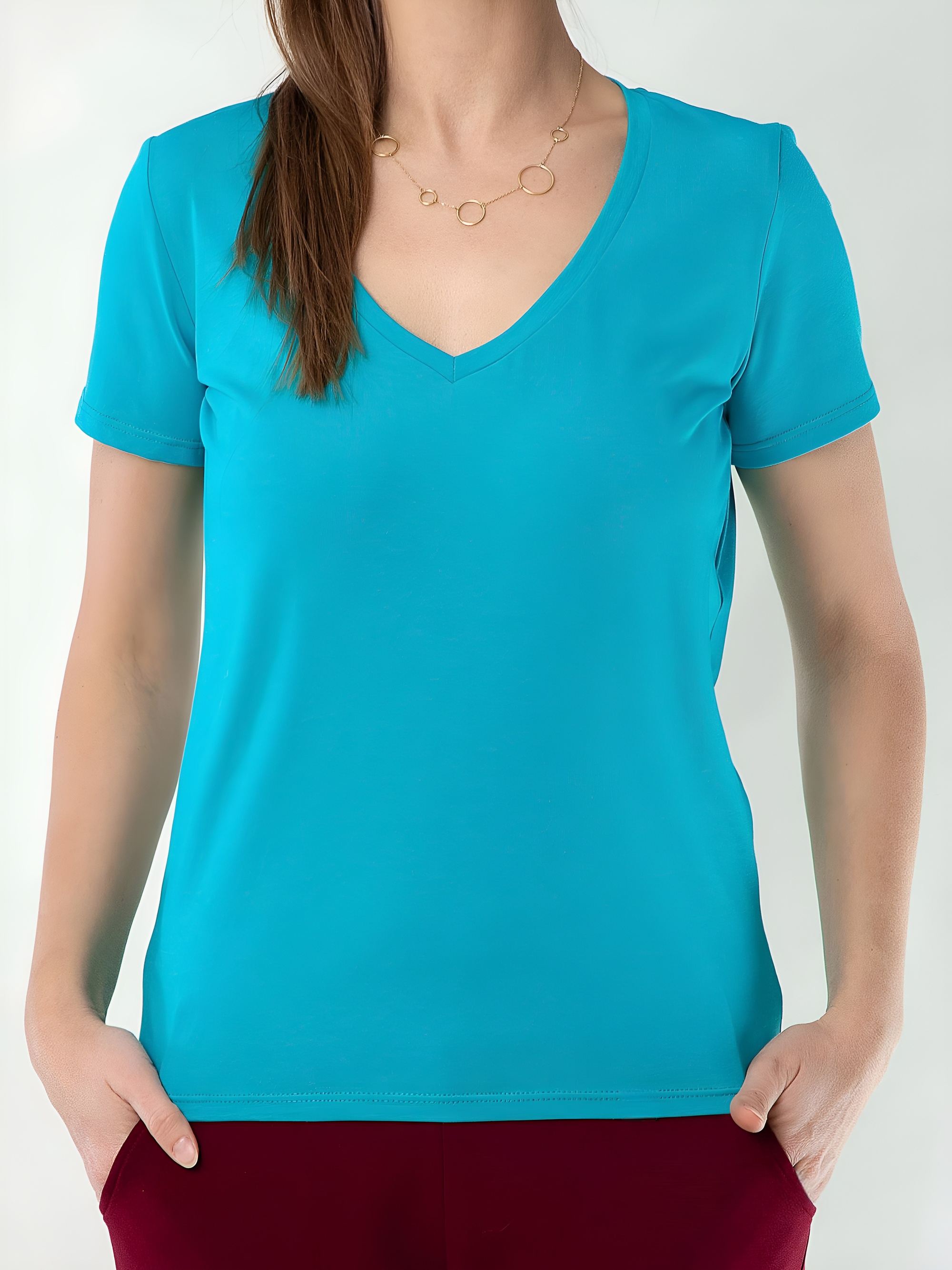 Turkusowy T-shirt damski