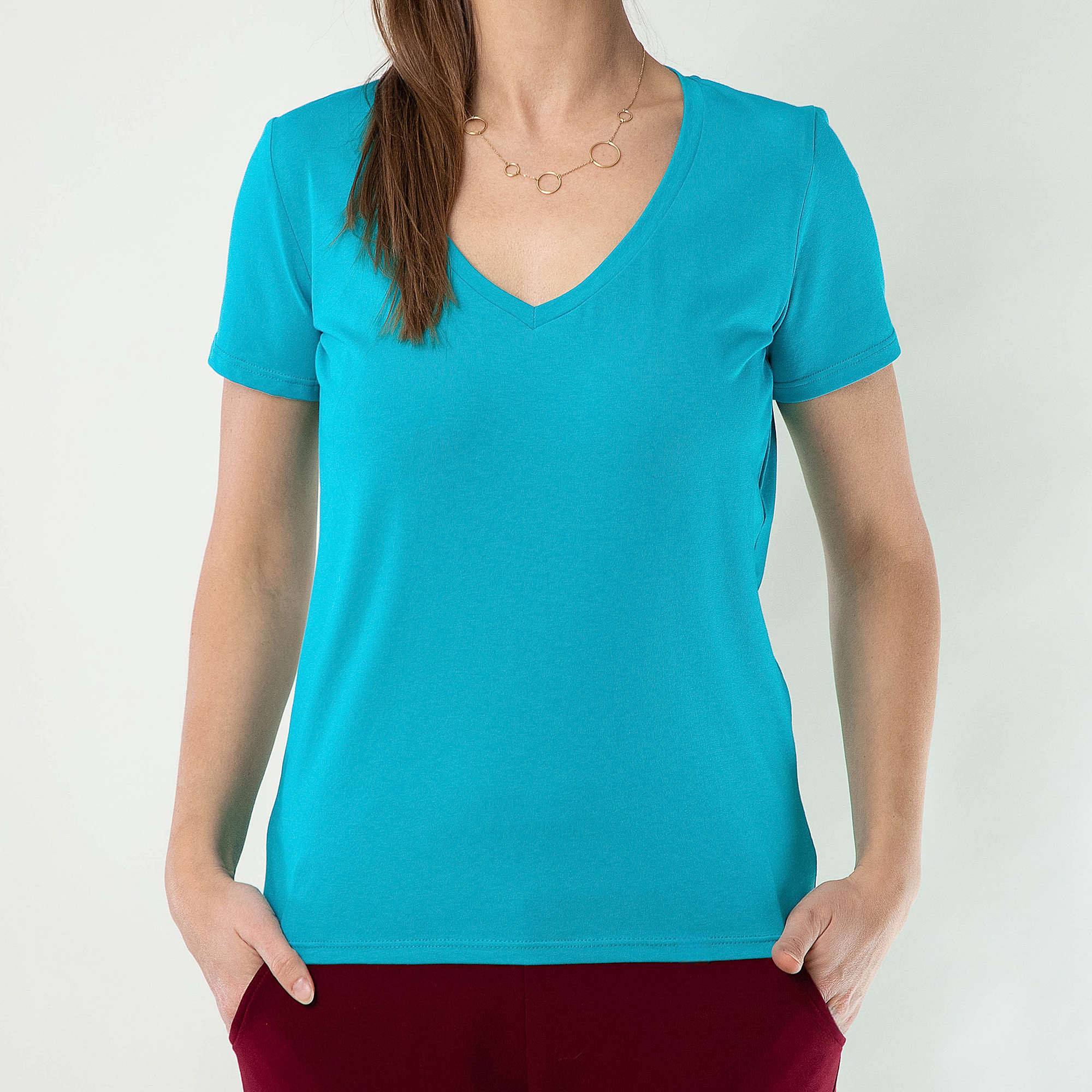 Turkusowy T-shirt damski