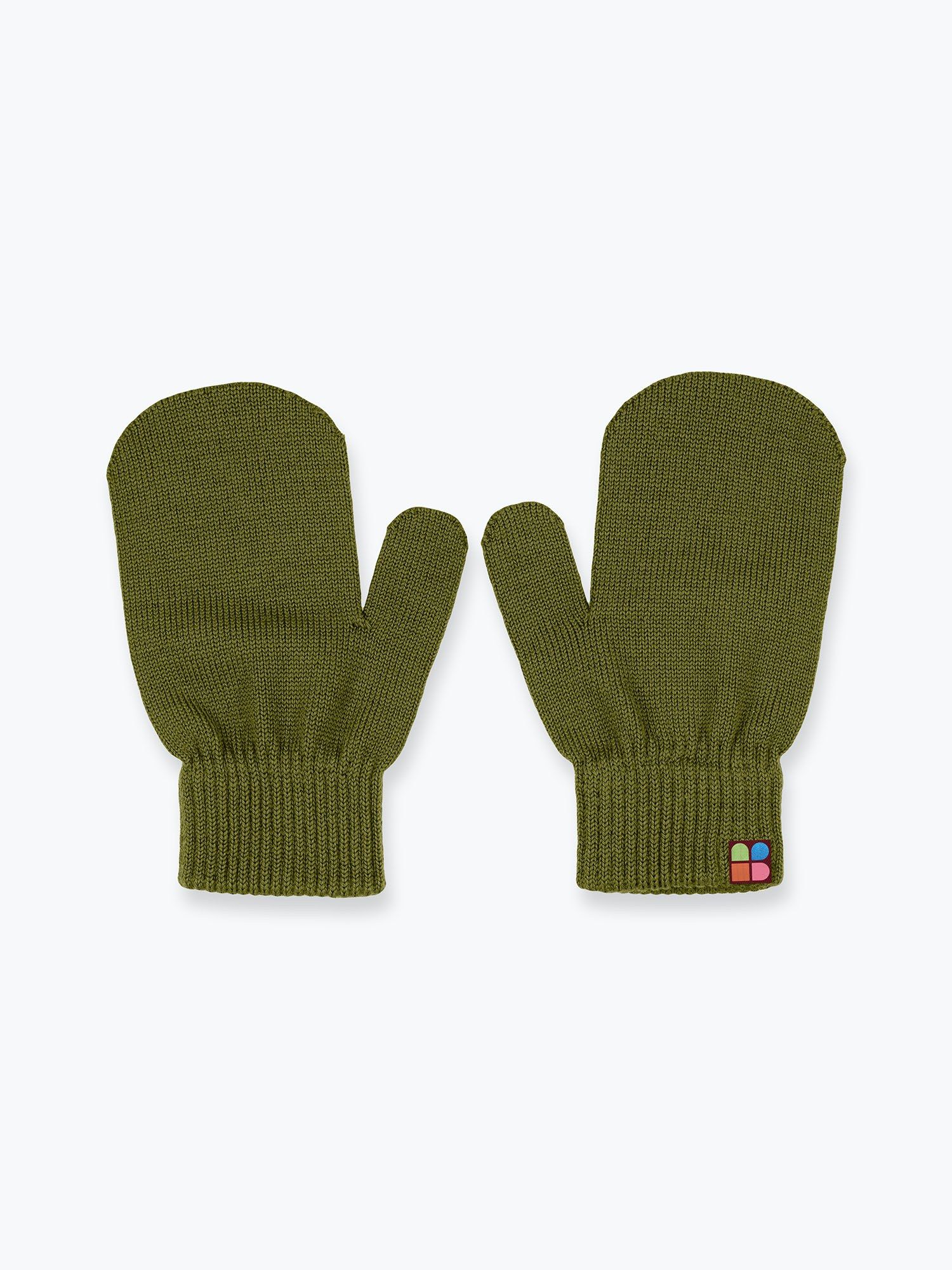 Zielony melanż rękawiczki jednopalczaste z wełny merino