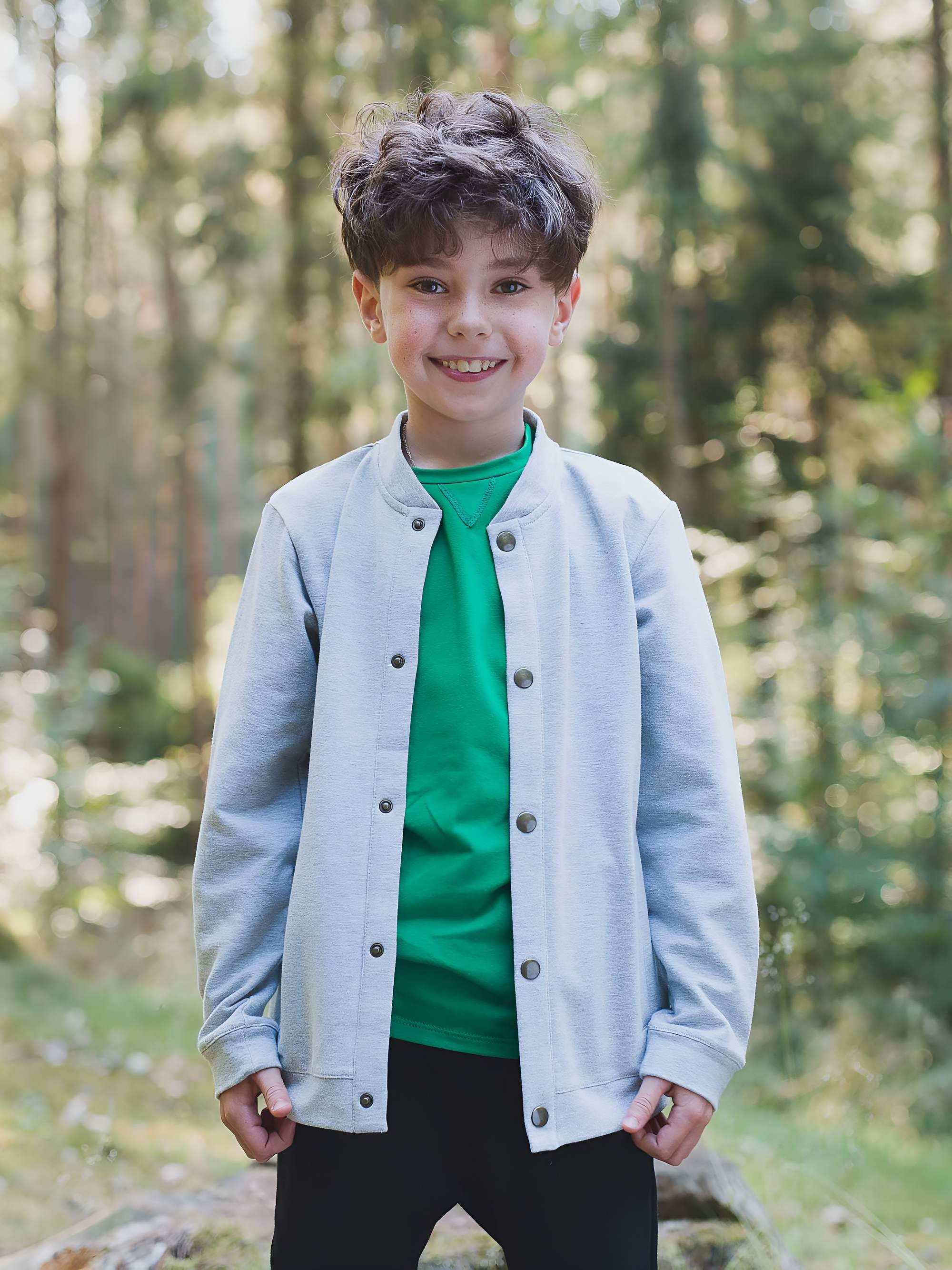 Szara bluza bomber z kieszeniami