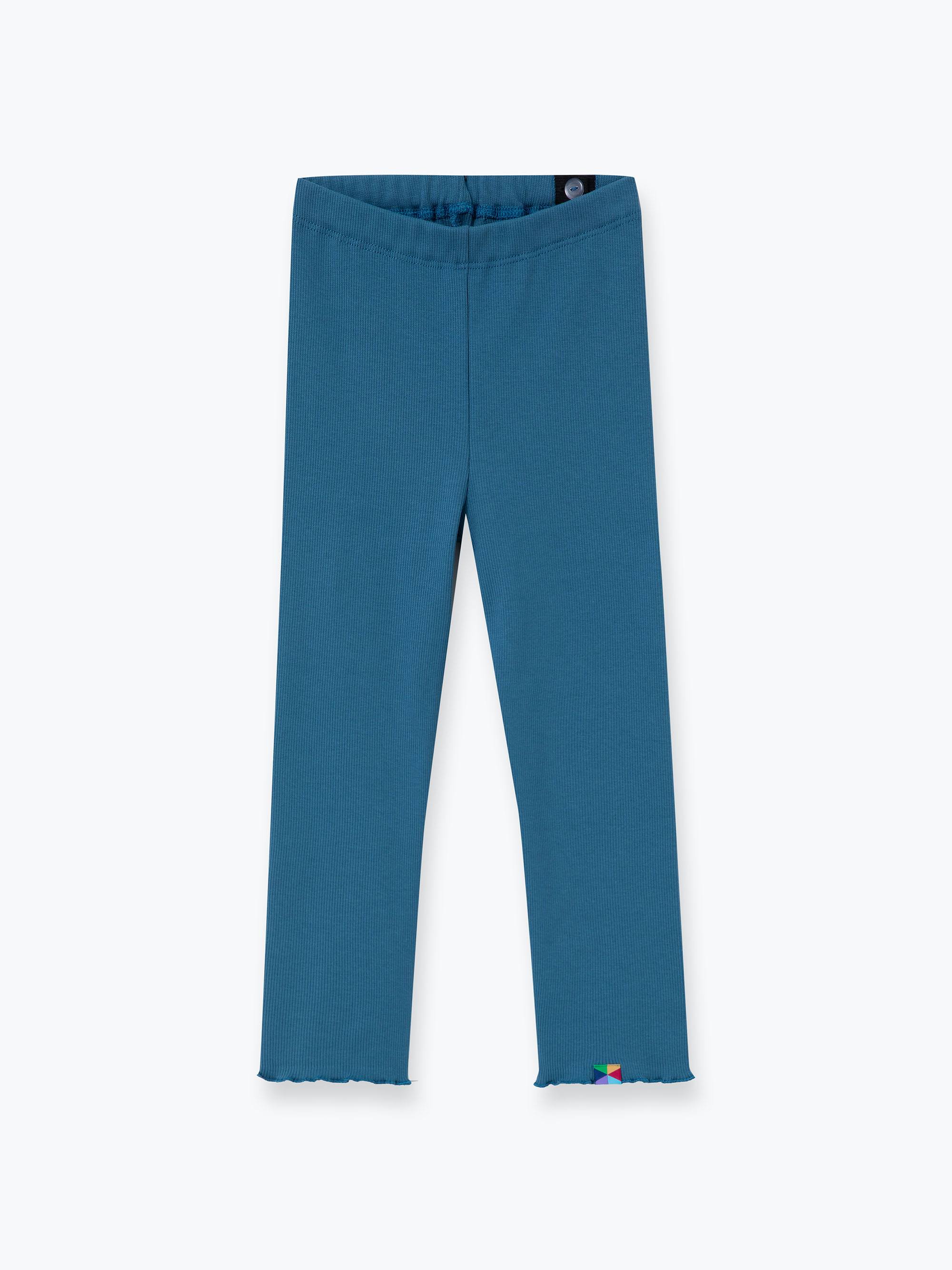 Ciemnoniebieskie legginsy prążkowane