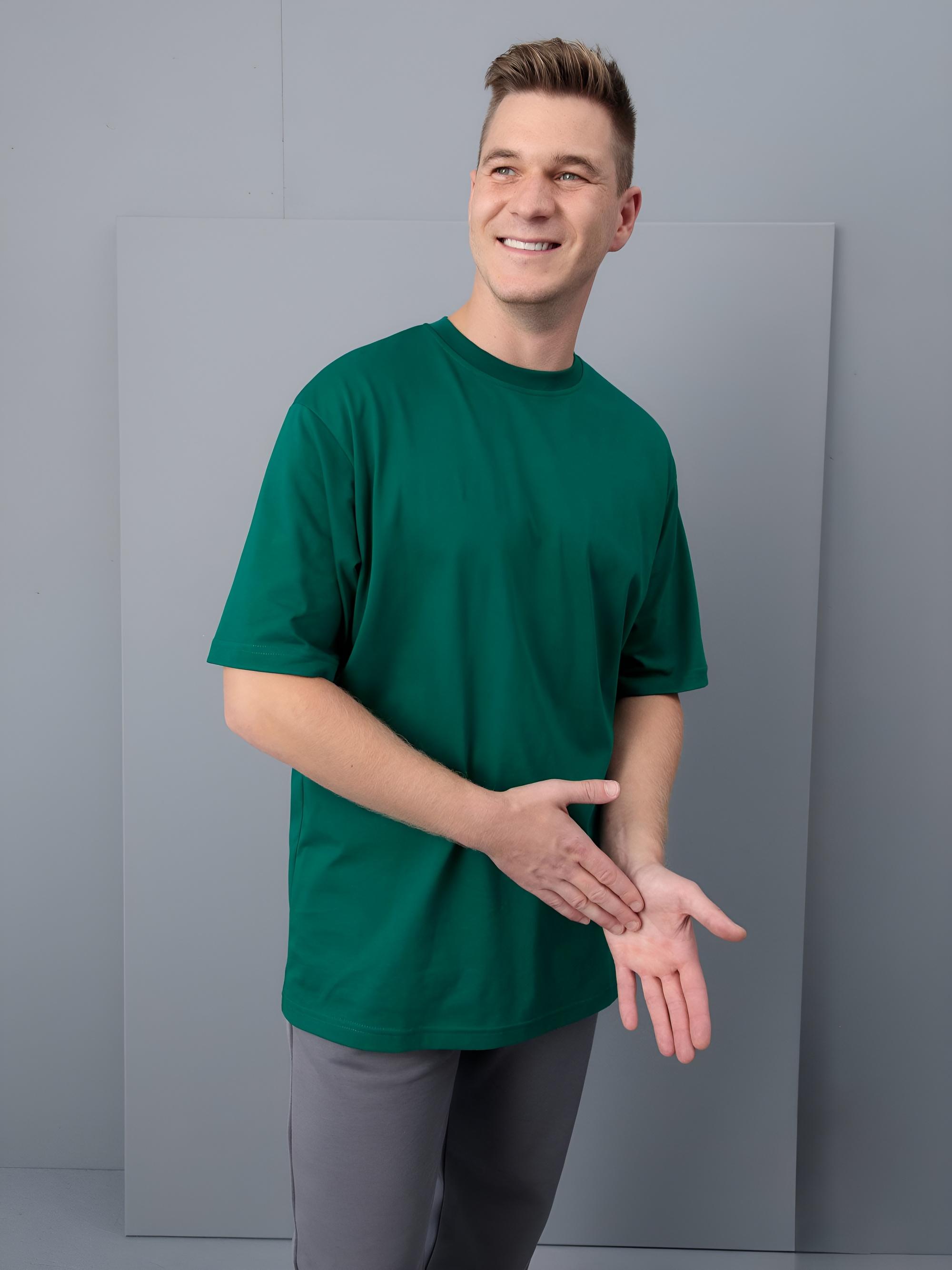 Butelkowozielony T-shirt oversize męski