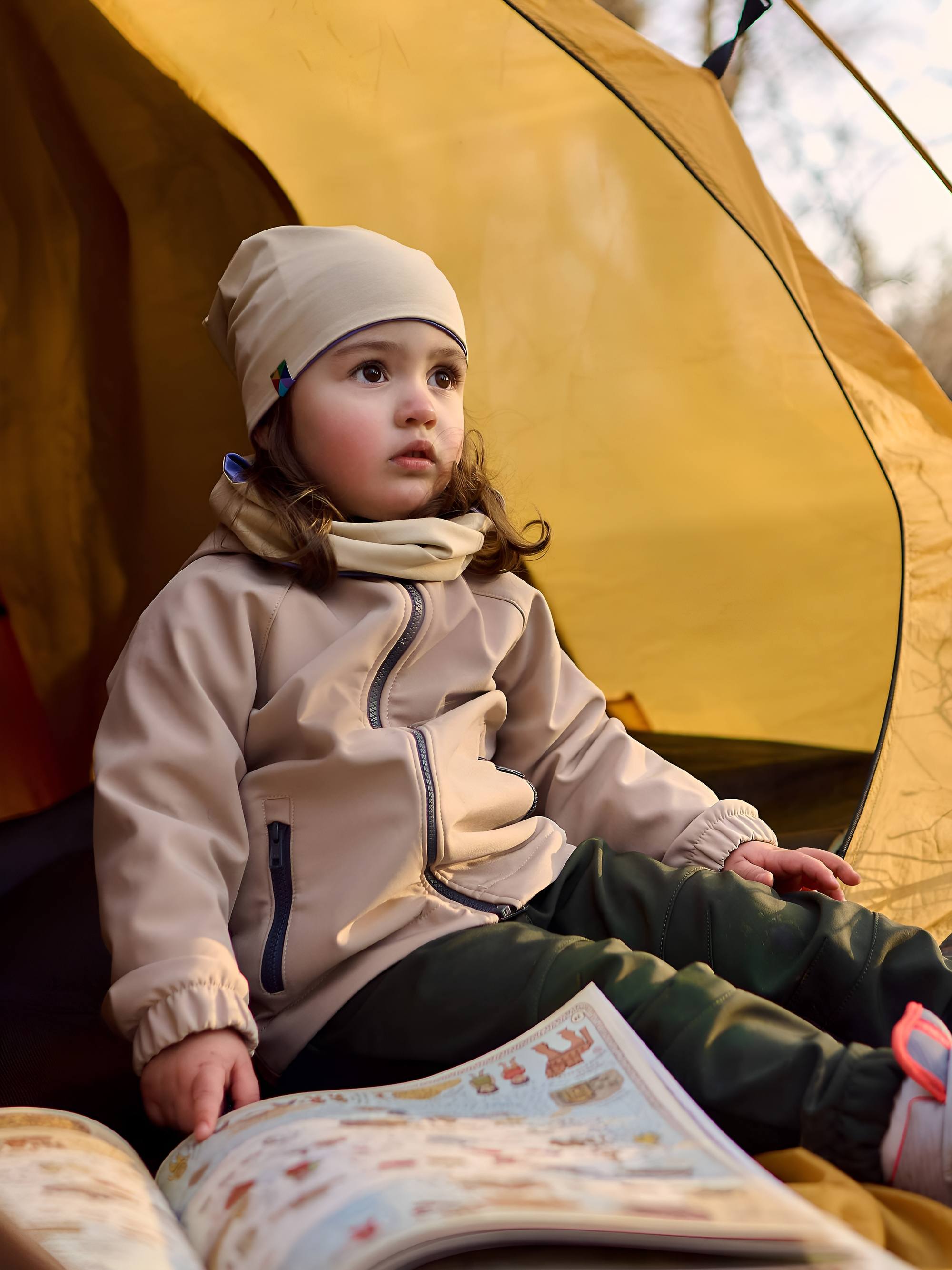 Khaki spodnie softshell dla dzieci