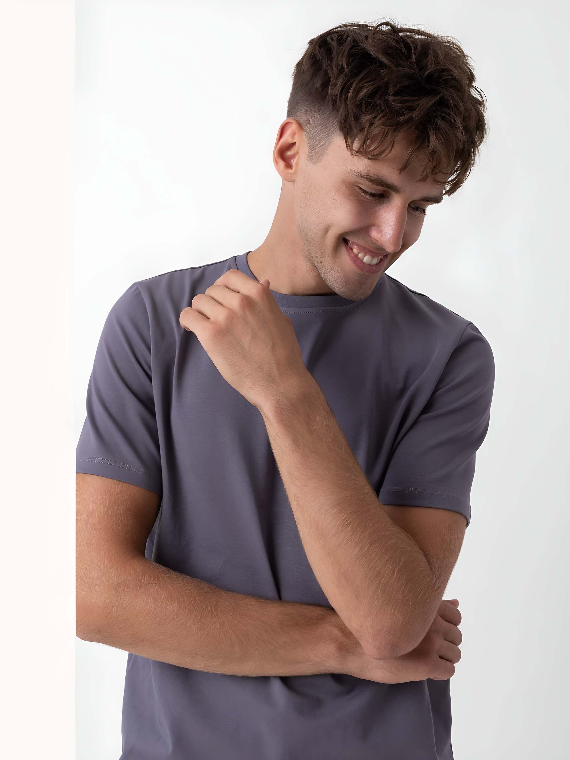 Grafitowa koszulka ze ściągaczem męska