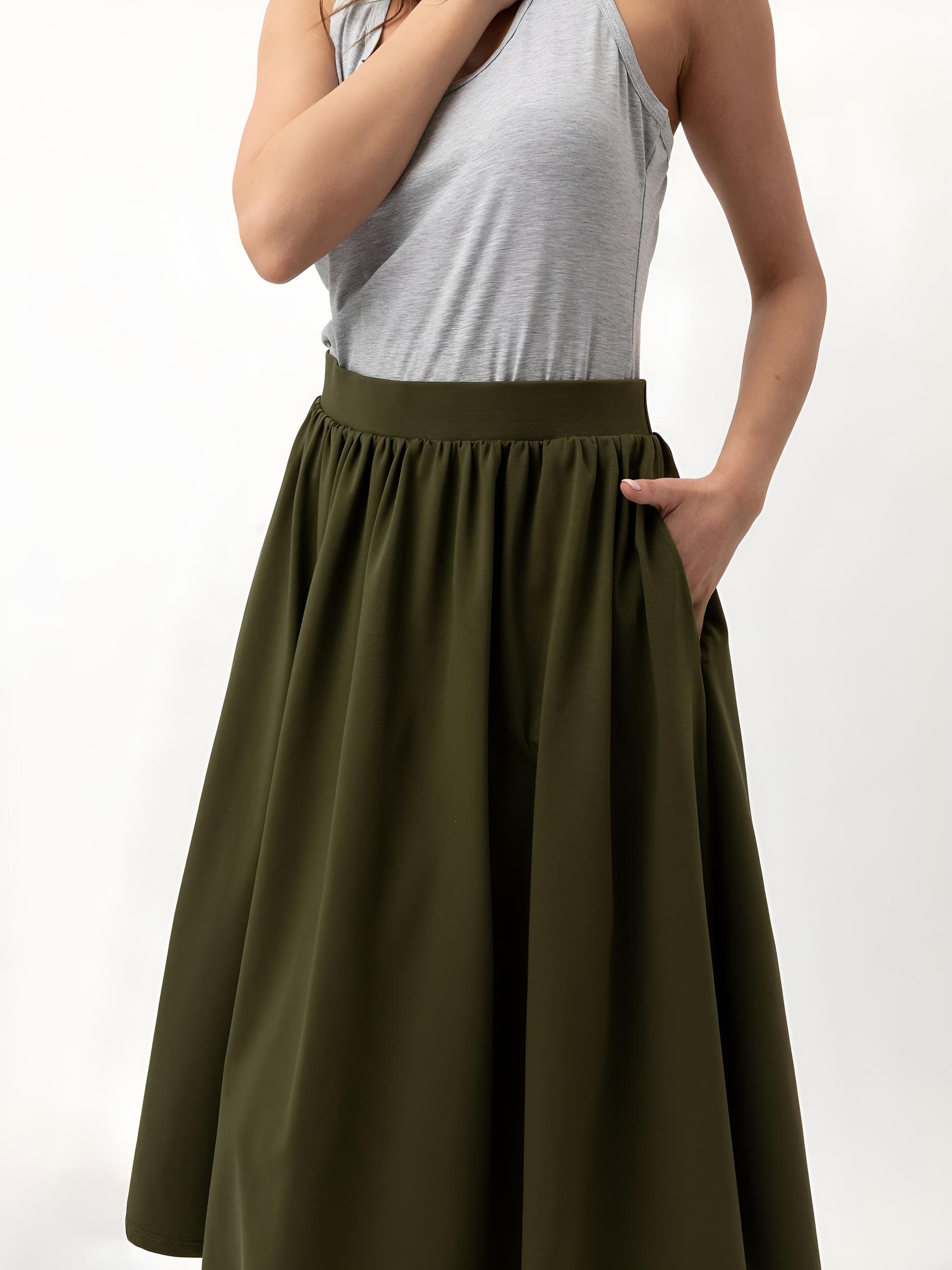 Khaki midi skirt Women