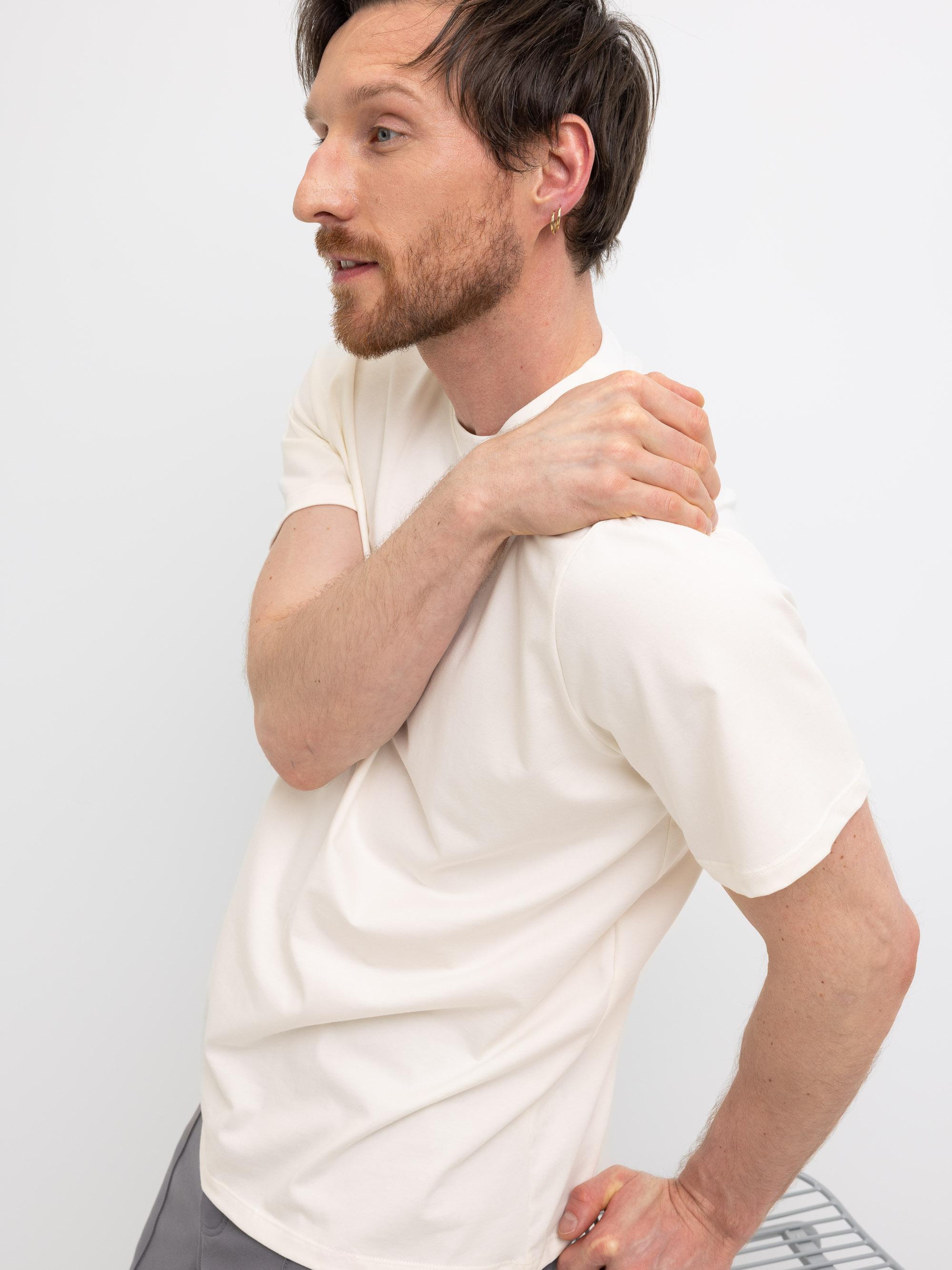 Cream white ribbed T-shirt Men