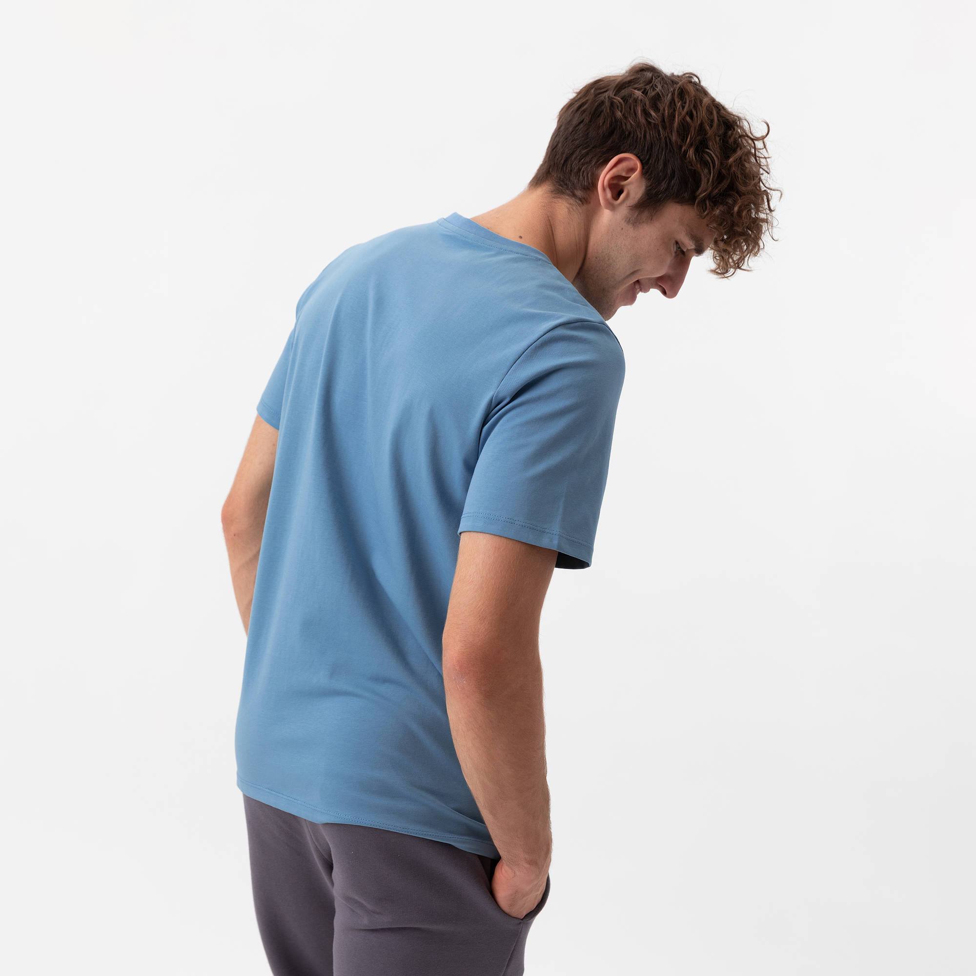 Sky blue ribbed T-shirt Men