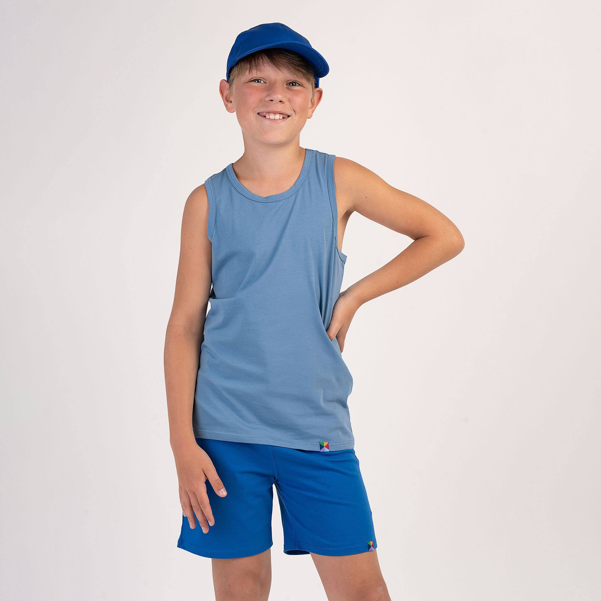 Błękitna koszulka bokserka Junior