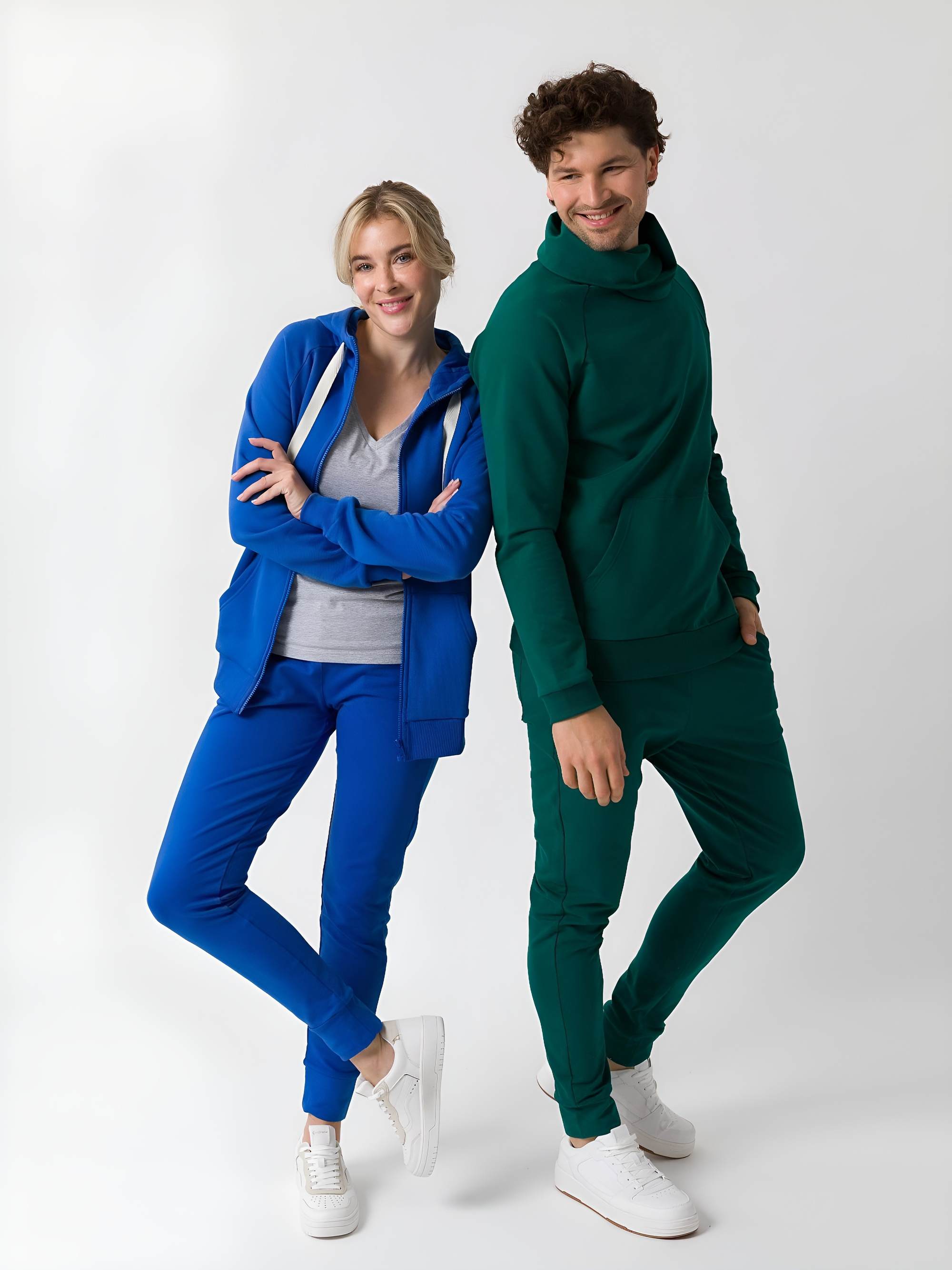 Butelkowozielona bluza z szalem męska