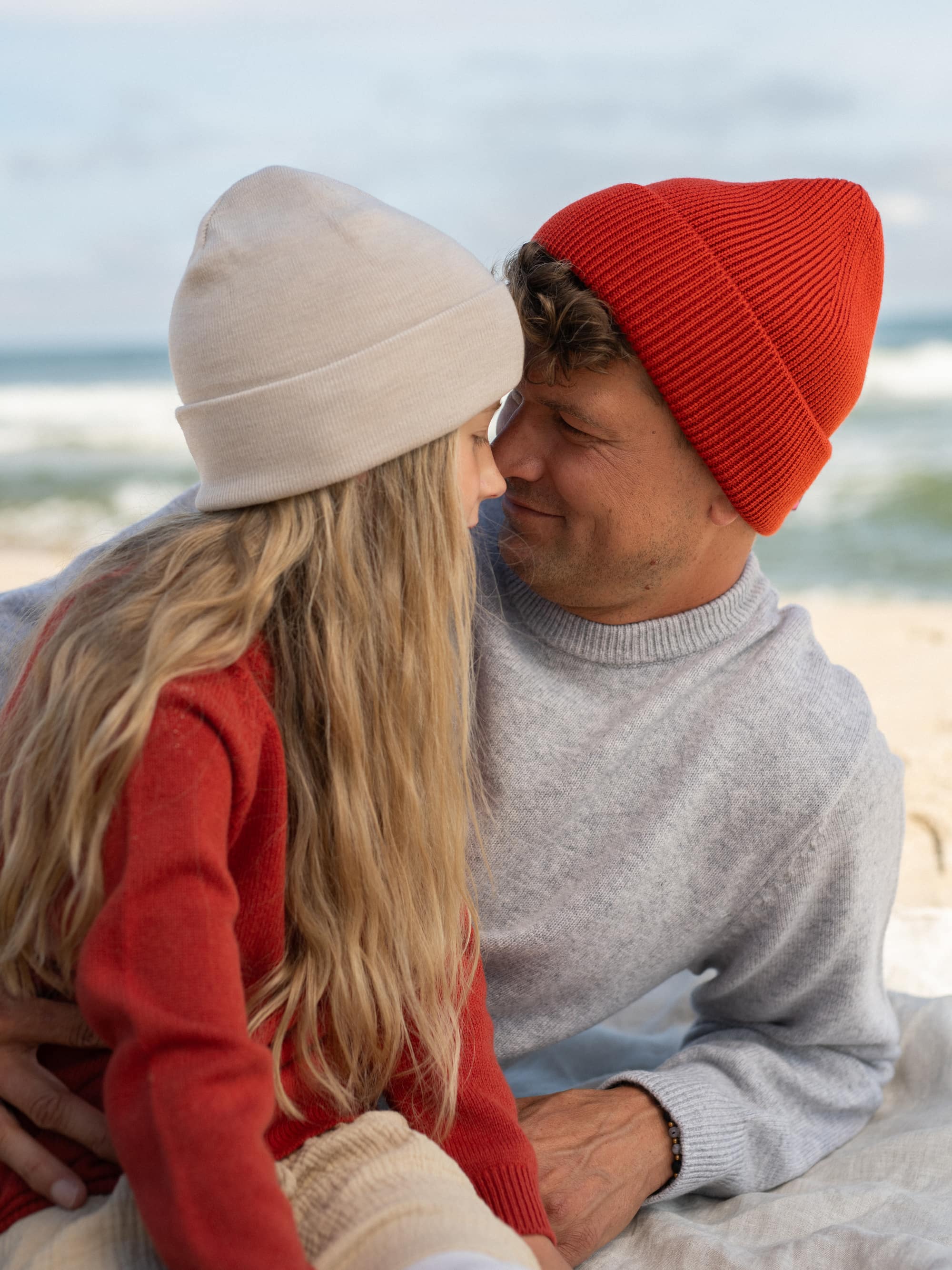 Brick red Merino Double Cuff Beanie