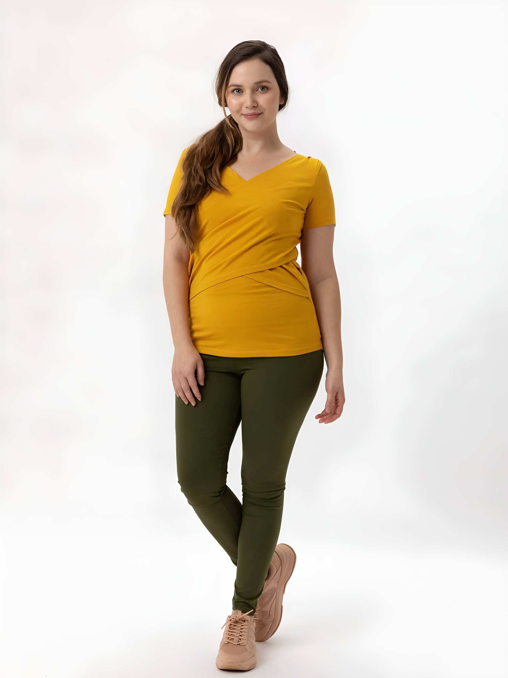 Khaki legginsy damskie