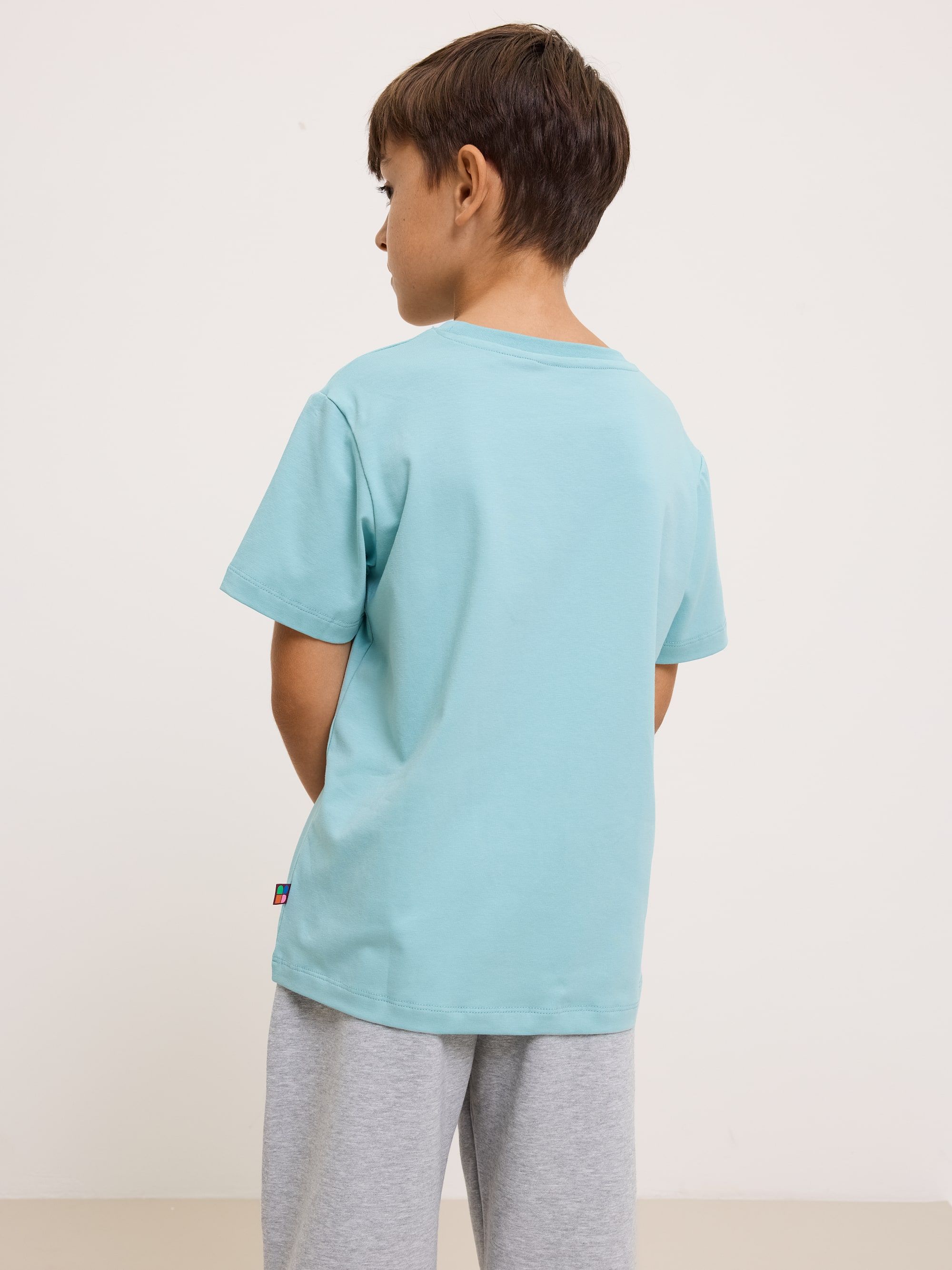 Light Turquoise Ribbed Hem T-shirt Junior
