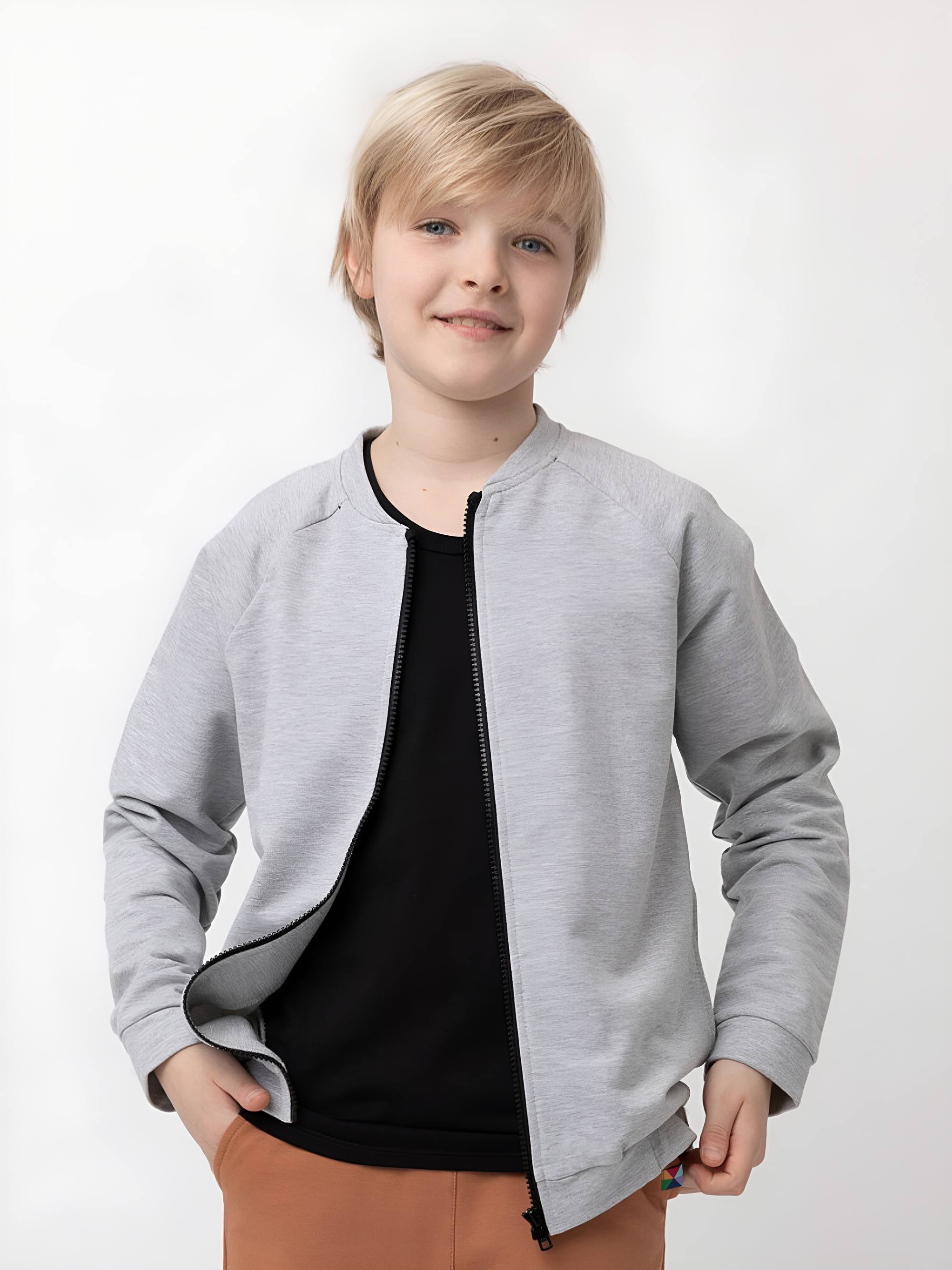 Szara bluza na zamek Junior