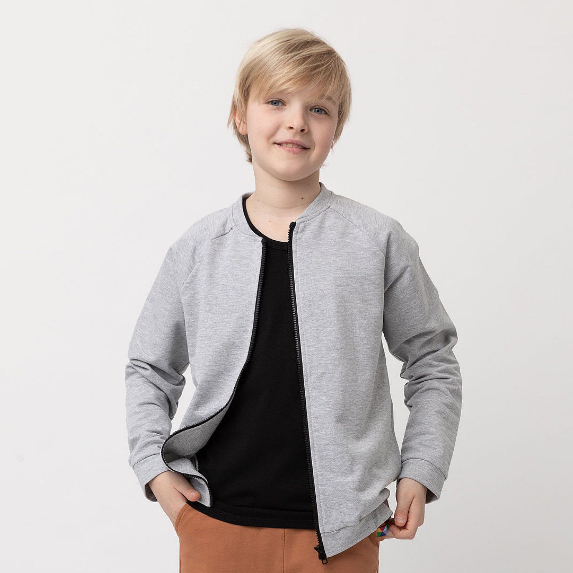 Szara bluza na zamek Junior