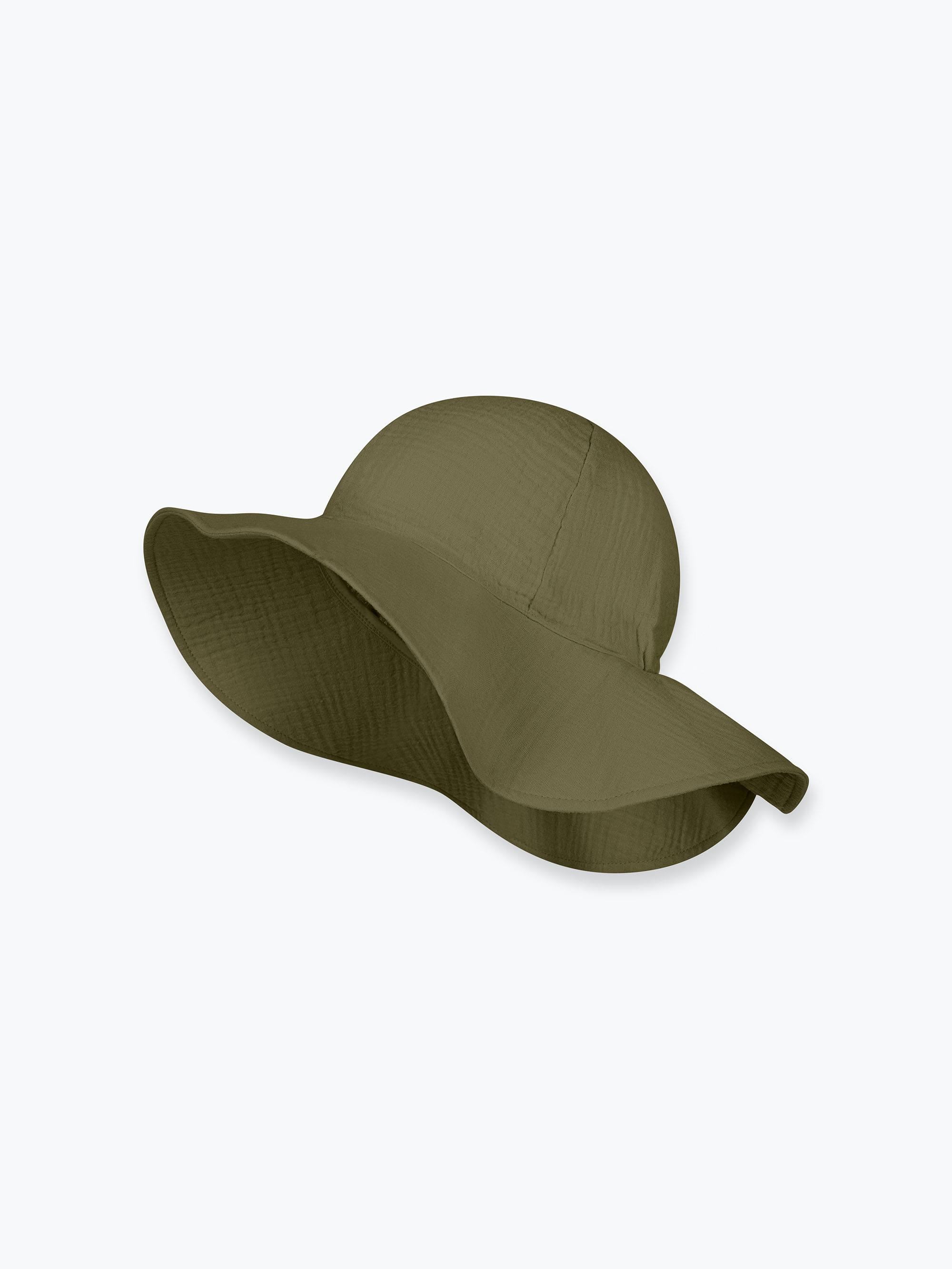 Khaki kapelusz z rondem muślinowy damski