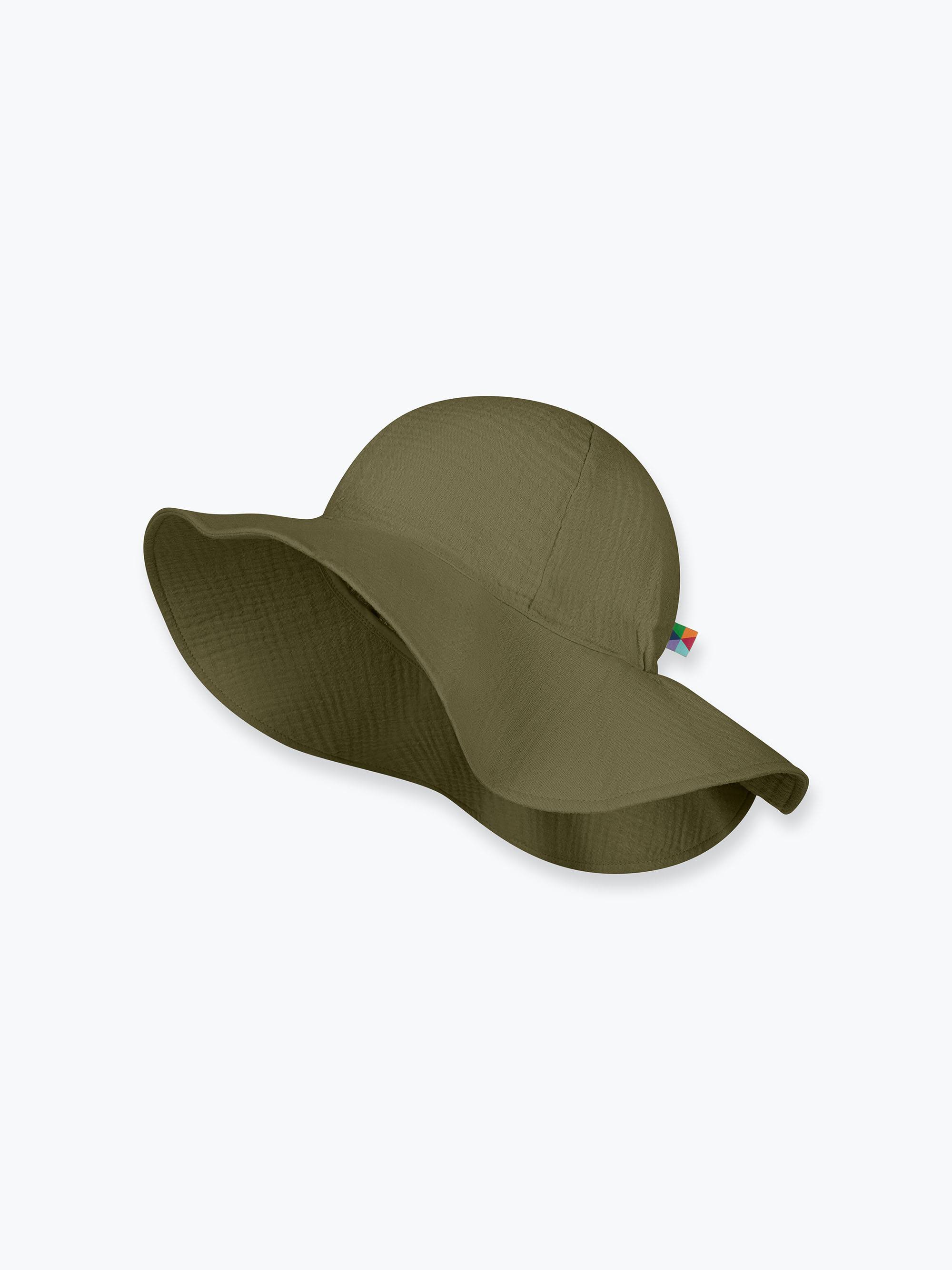 Khaki kapelusz z rondem muślinowy damski