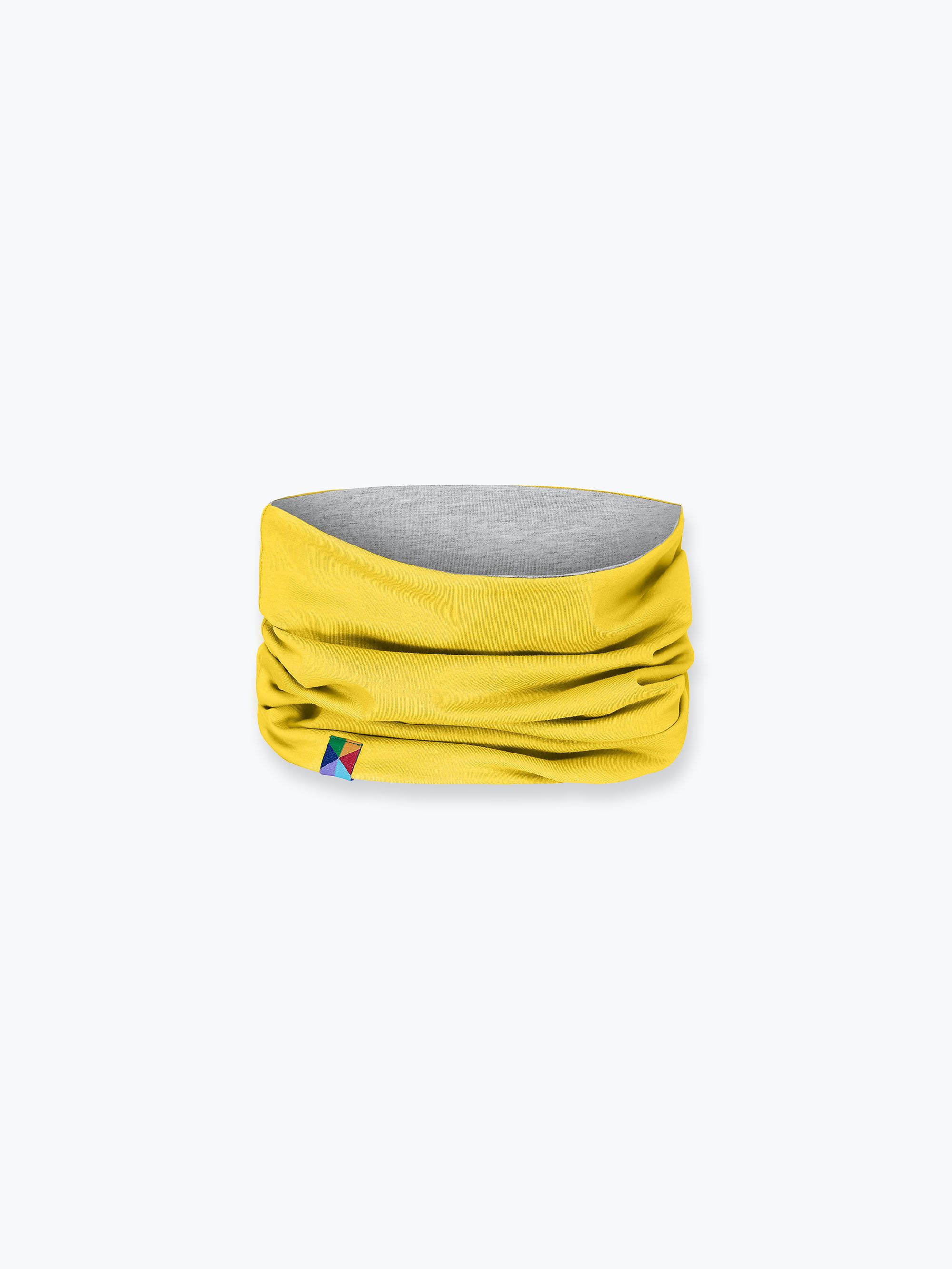 Yellow - grey reversible neck warmer Junior