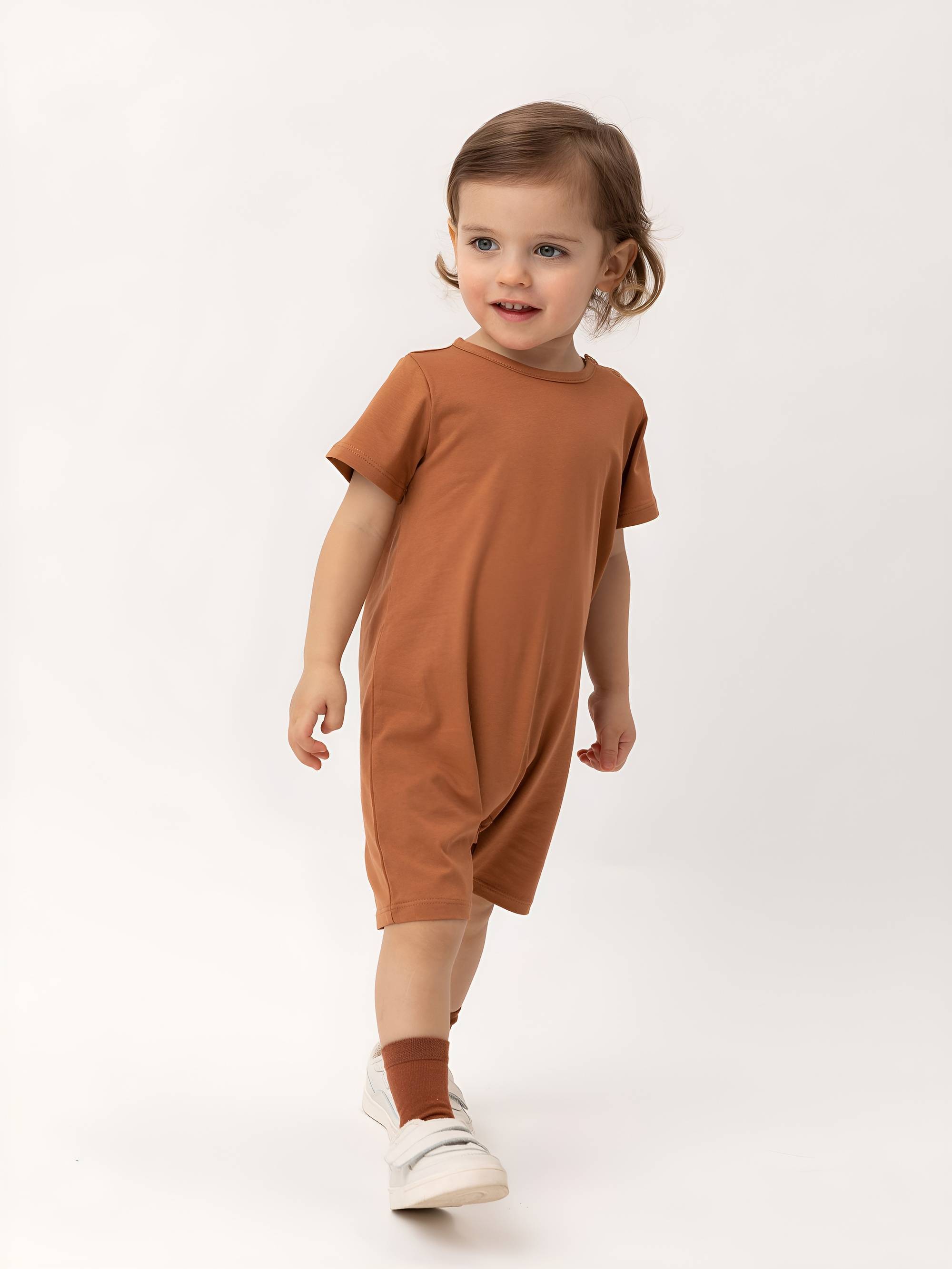 Caramel short sleeve romper