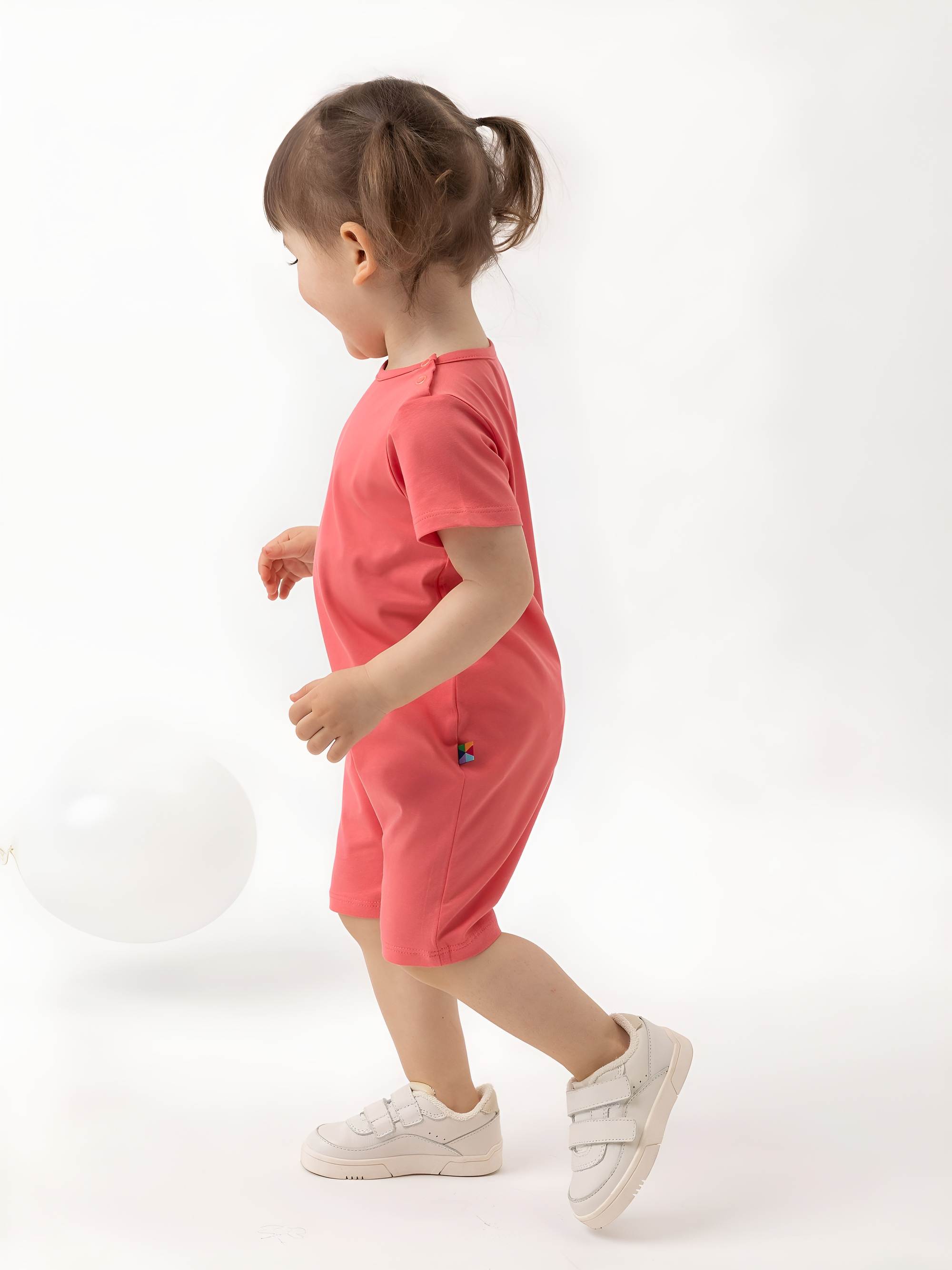 Coral short sleeve romper