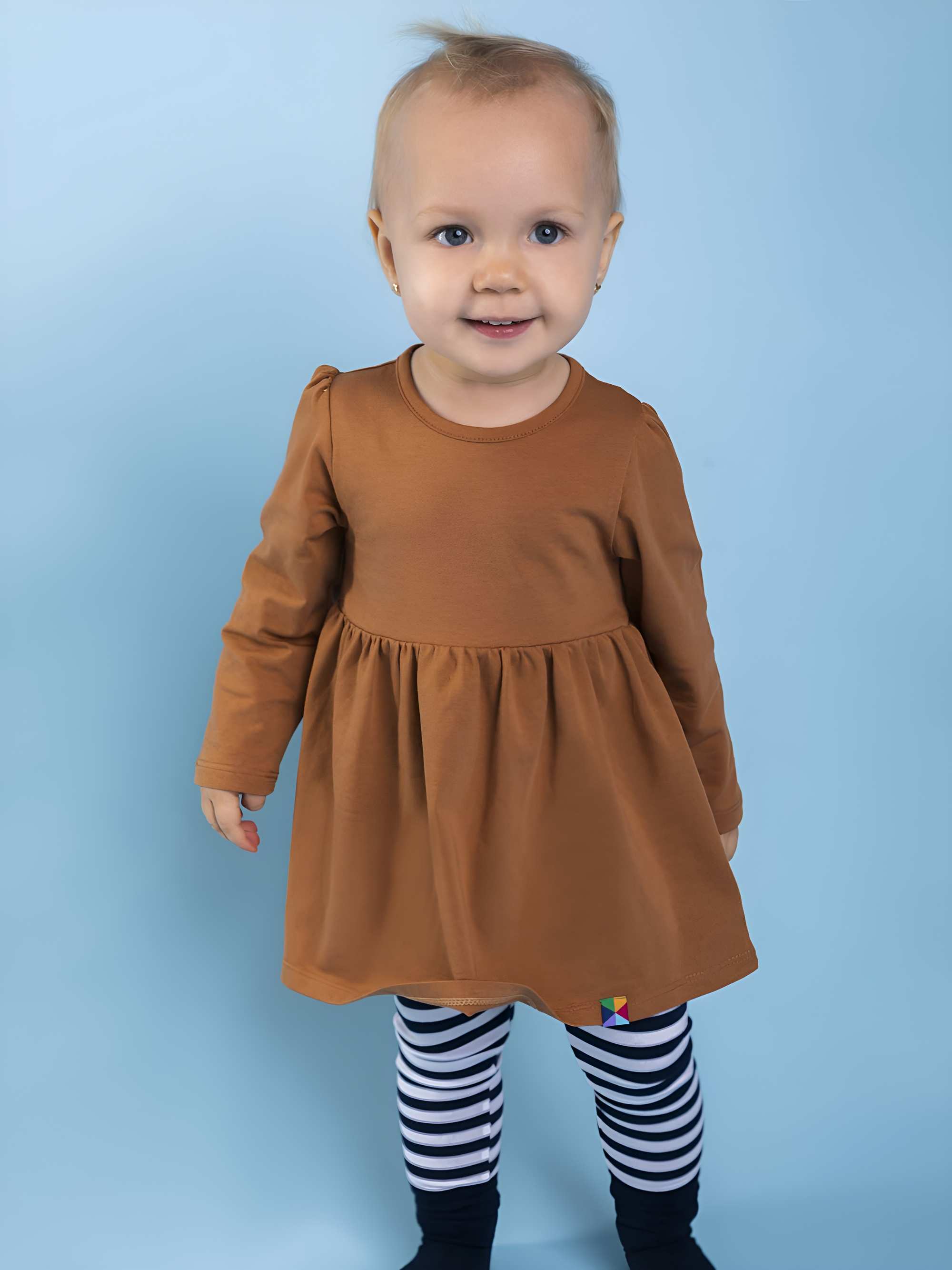 Caramel long sleeve bodysuit dress