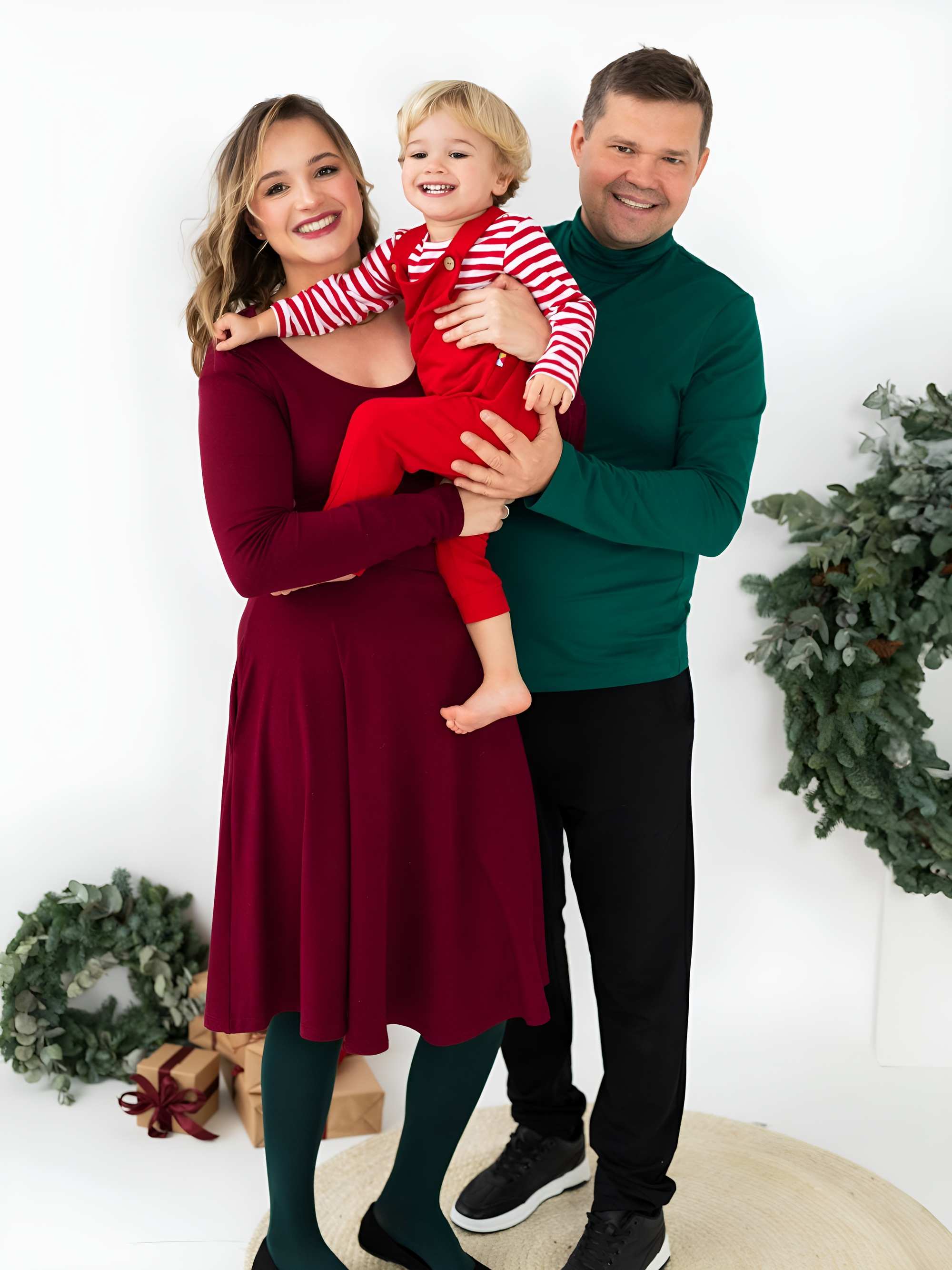 Burgundy long sleeve dress Women