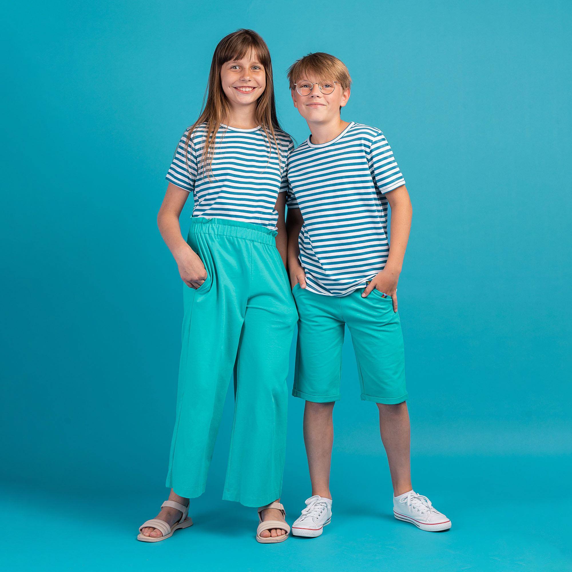 Morska koszulka z krótkim rękawem w paski Junior