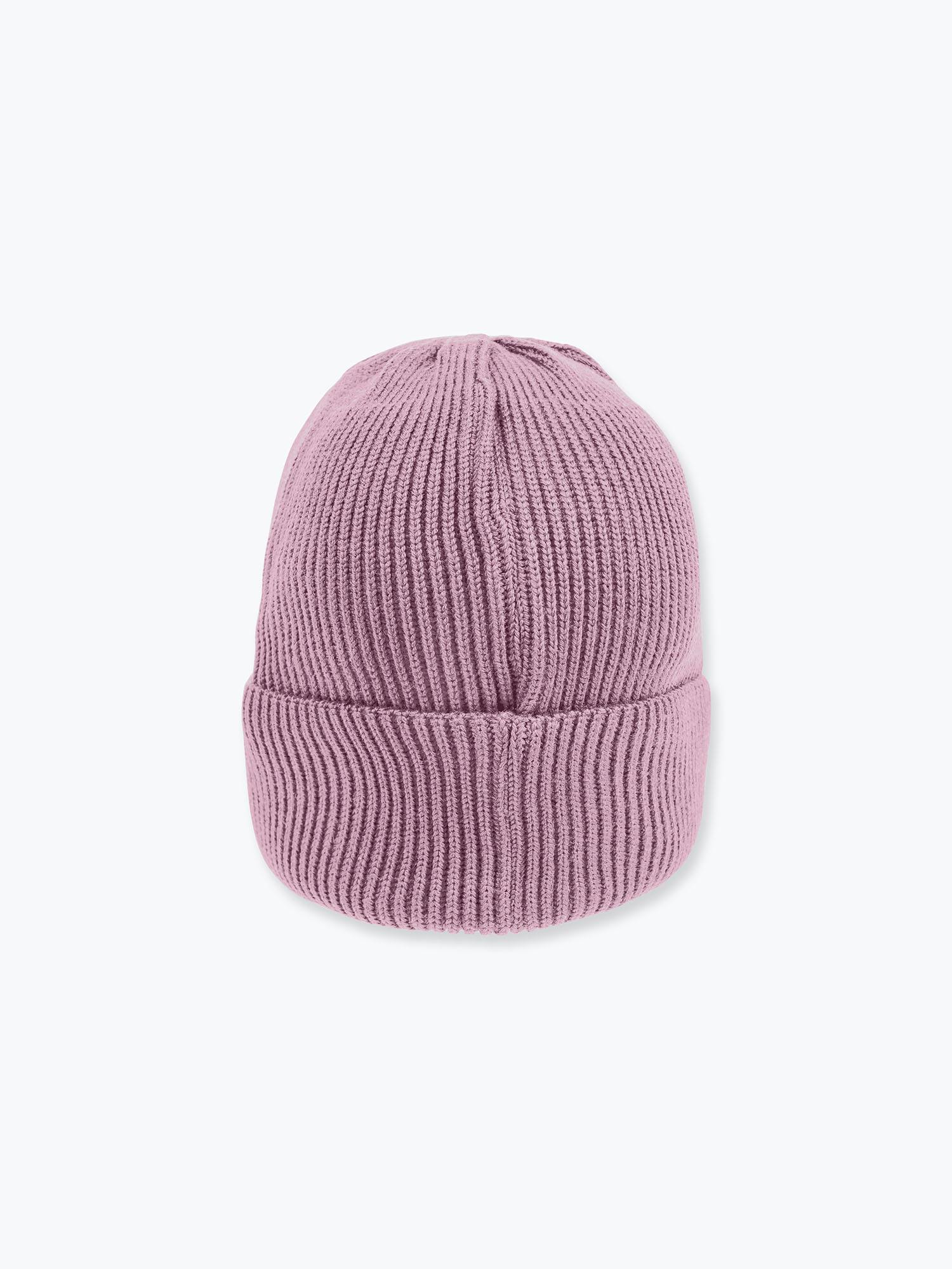 Dusty pink melange Merino wool hat adults