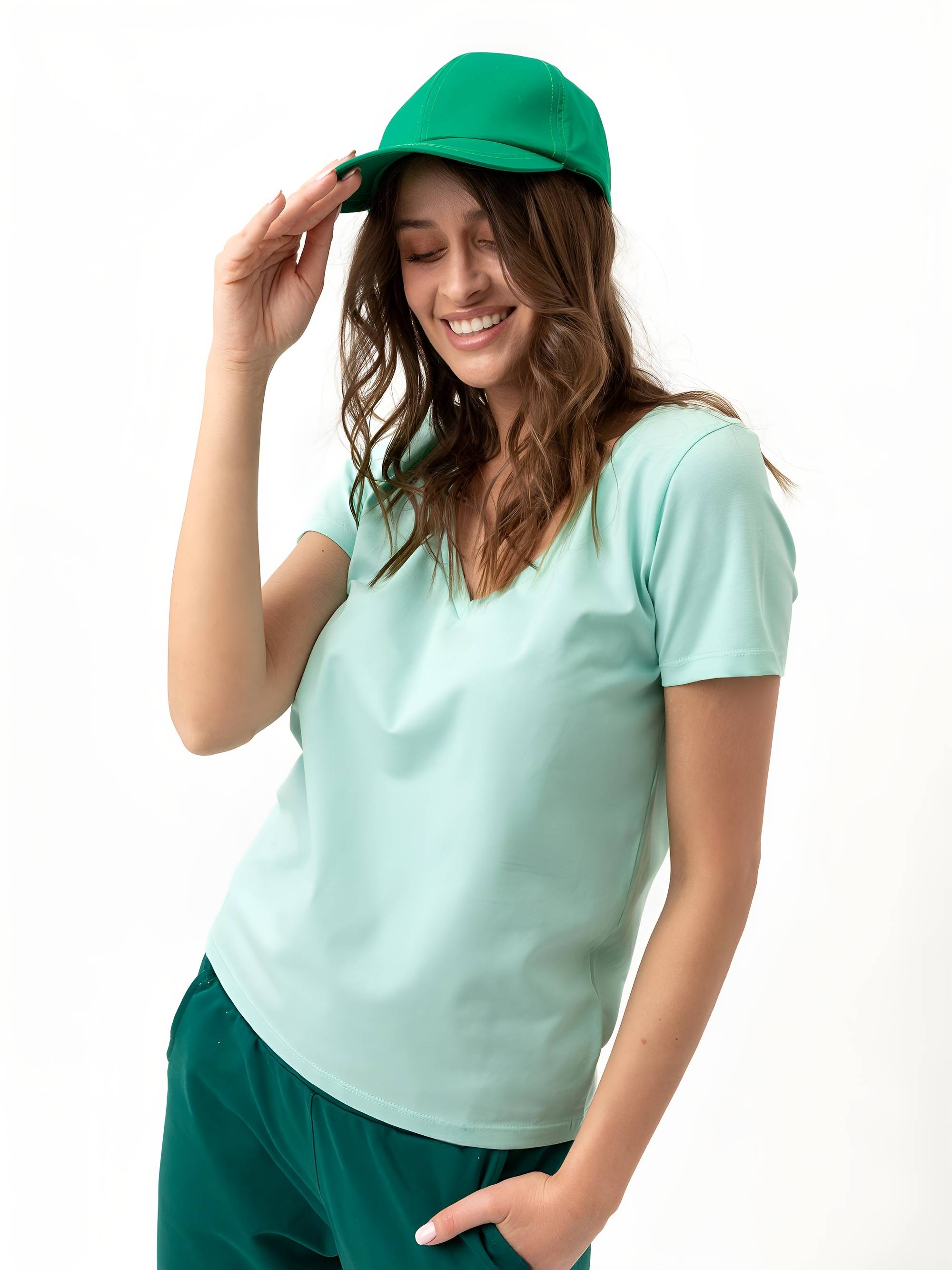 Miętowy t-shirt damski