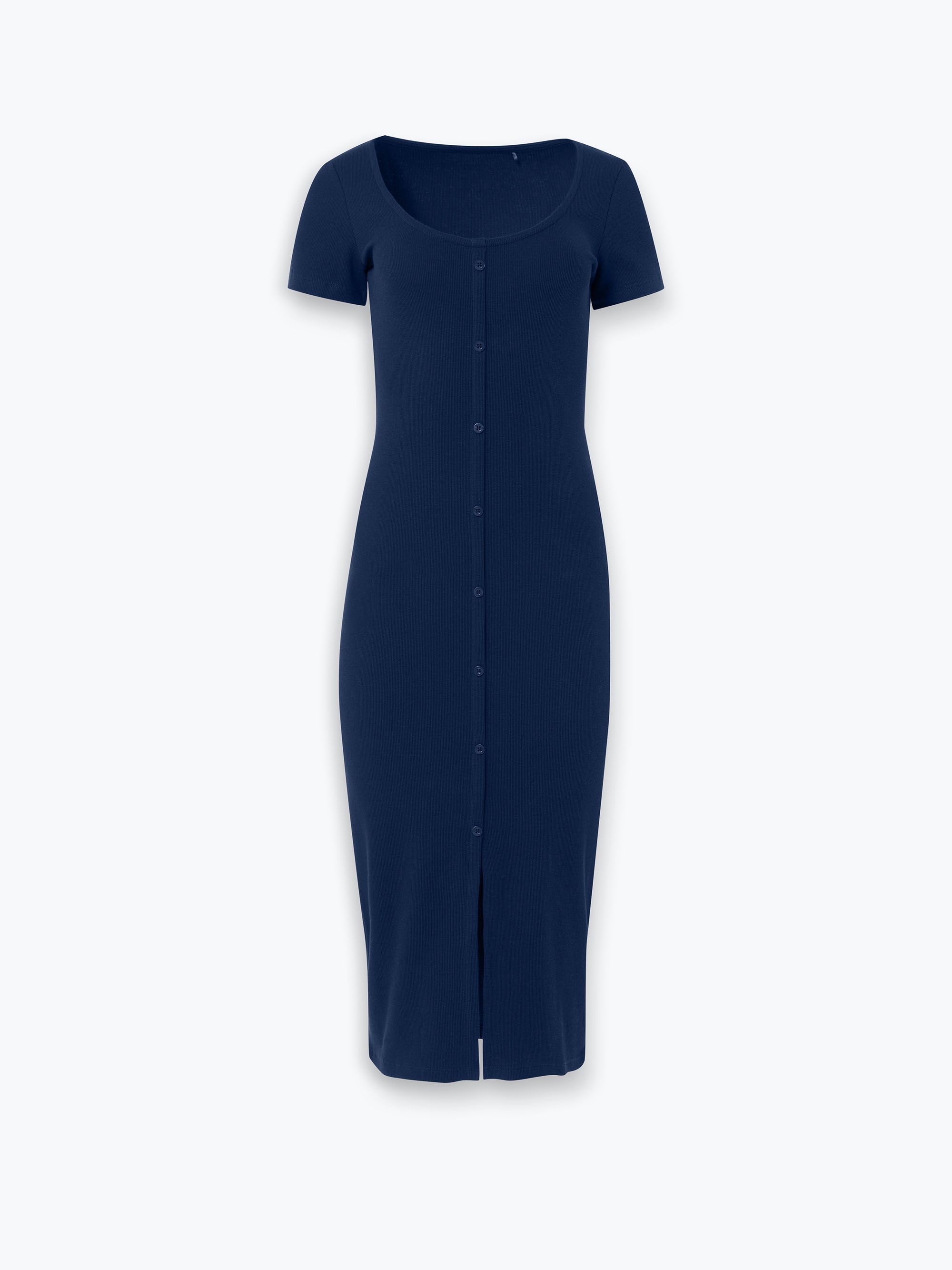 Navy blue Ribbed Knit Dress Women