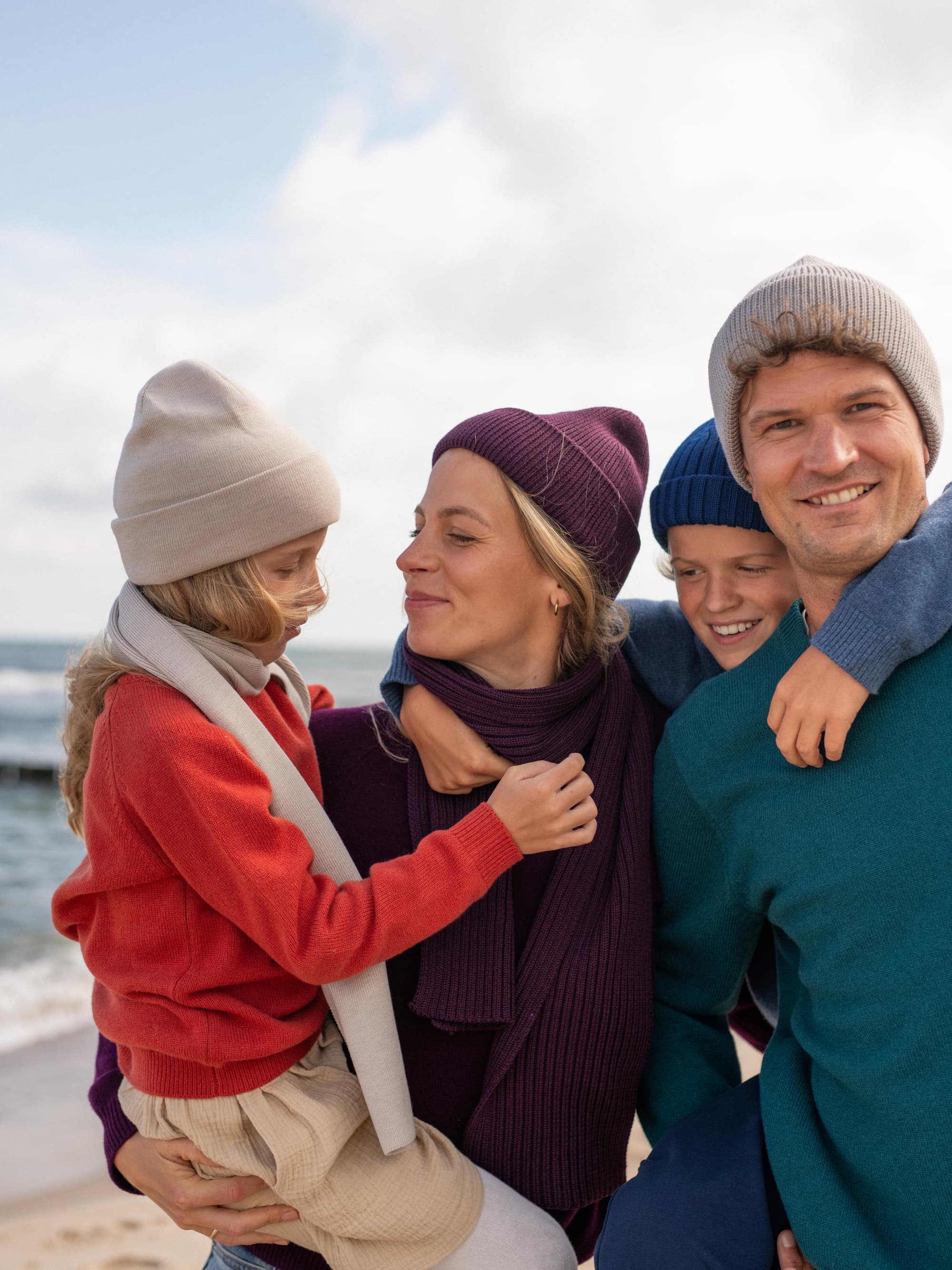 Light brown Merino Double Cuff Beanie