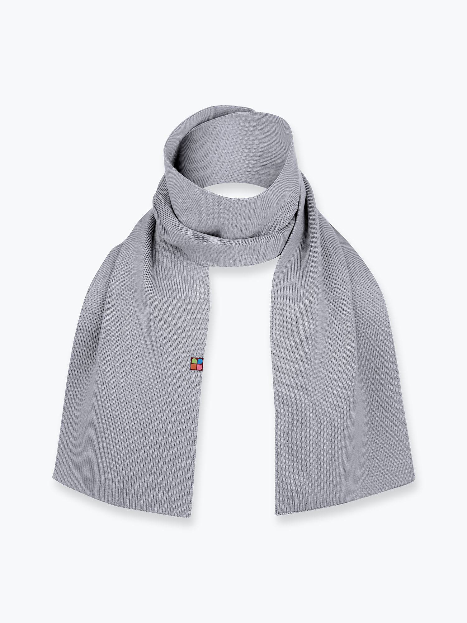 Grey melange fine knit merino wool scarf kids