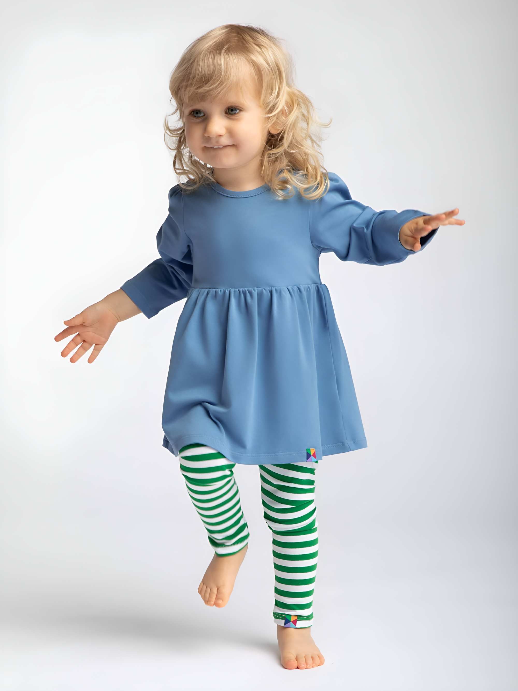 Sky blue long sleeve bodysuit dress