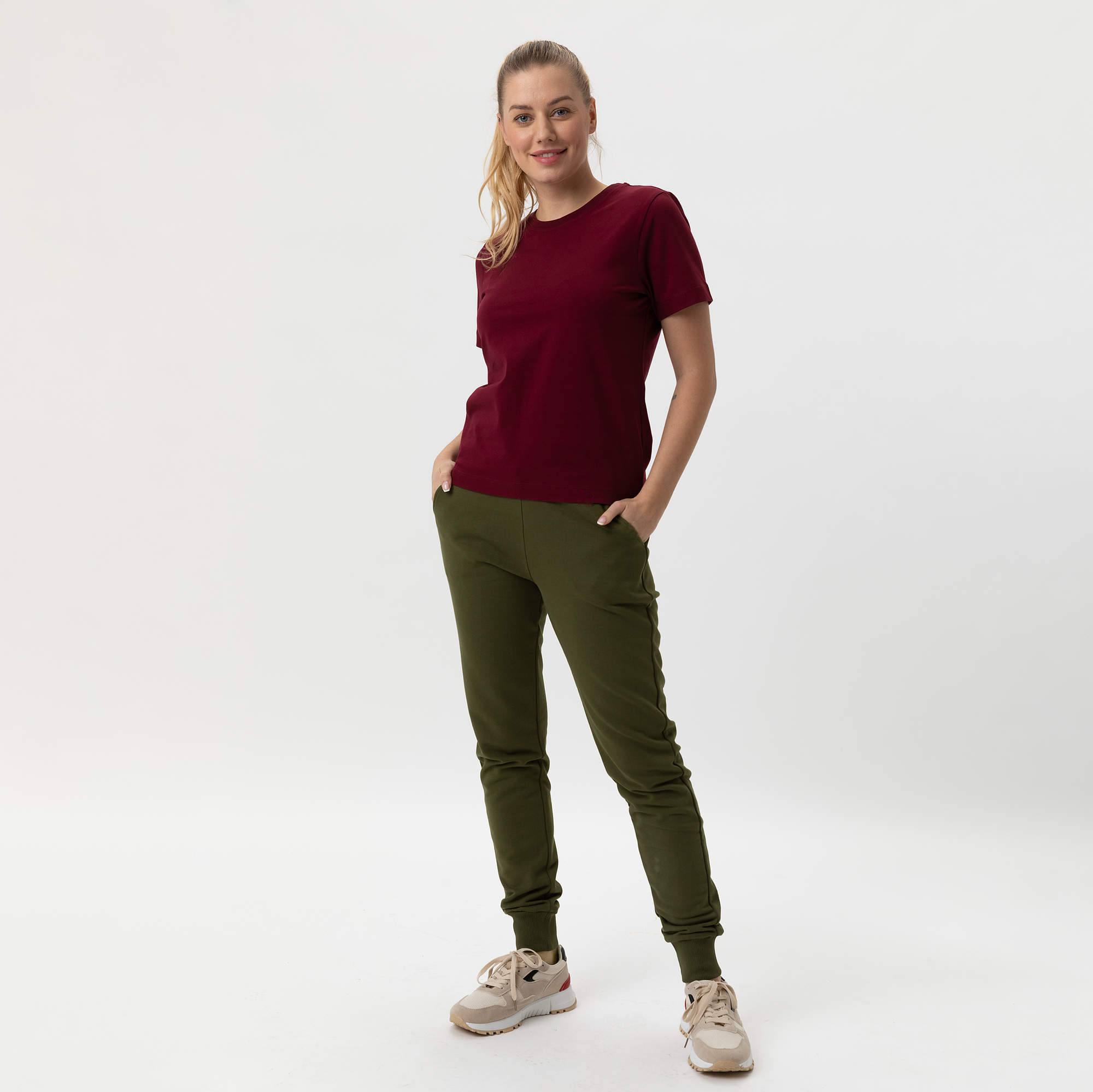 Khaki spodnie dresowe ze ściągaczem damskie