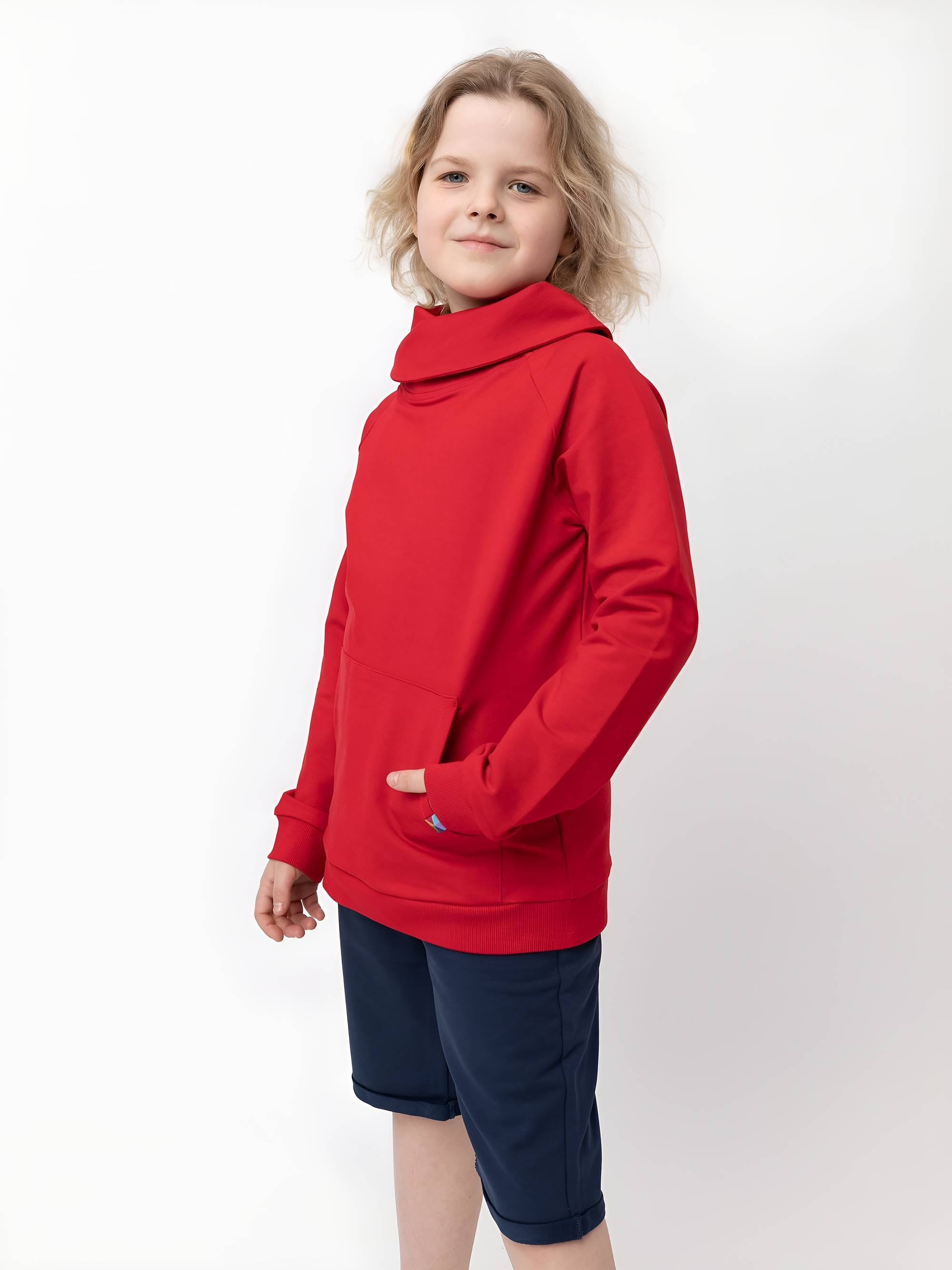 Czerwona bluza z szalem Junior