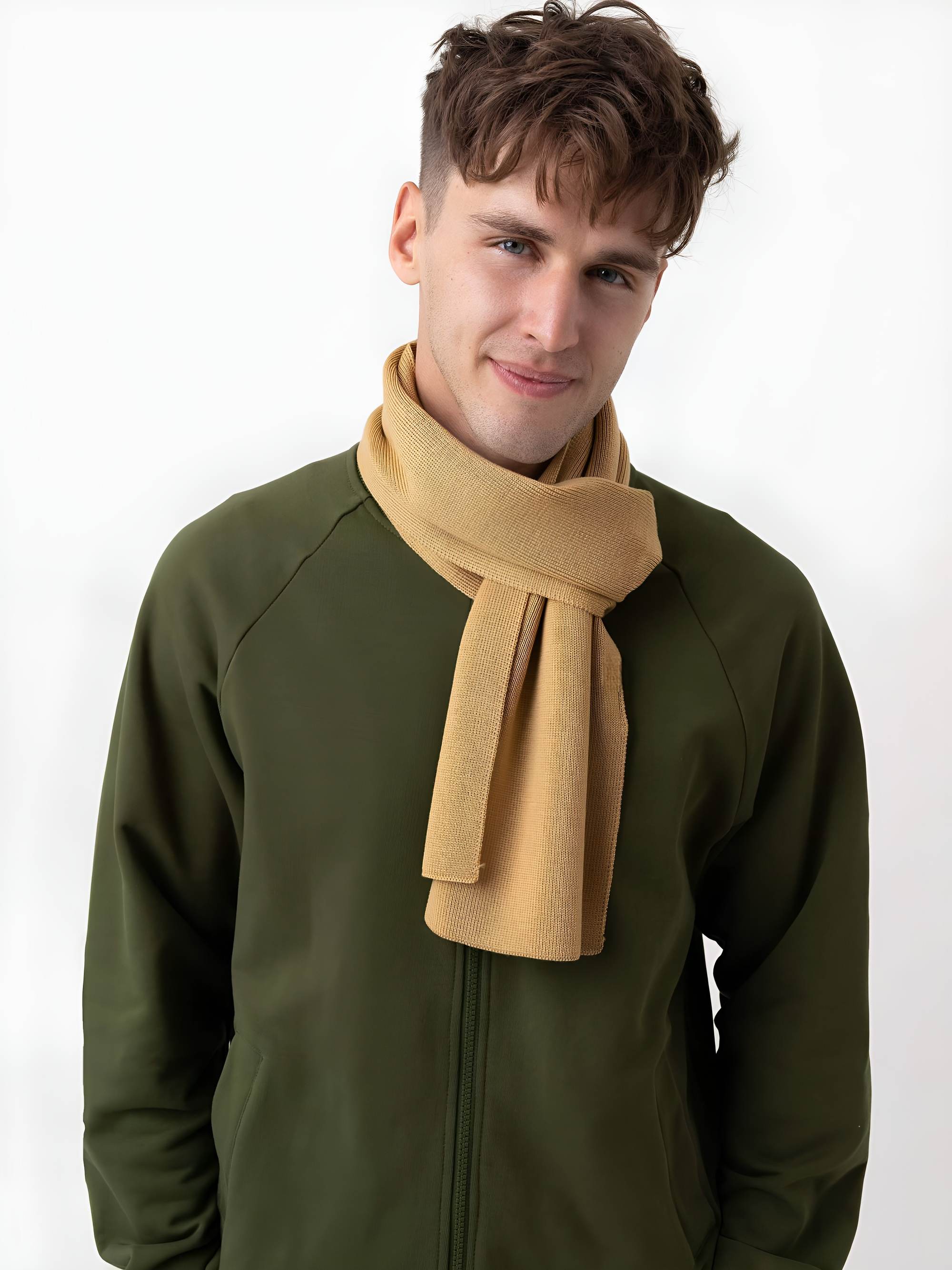 Khaki bluza na zamek męska