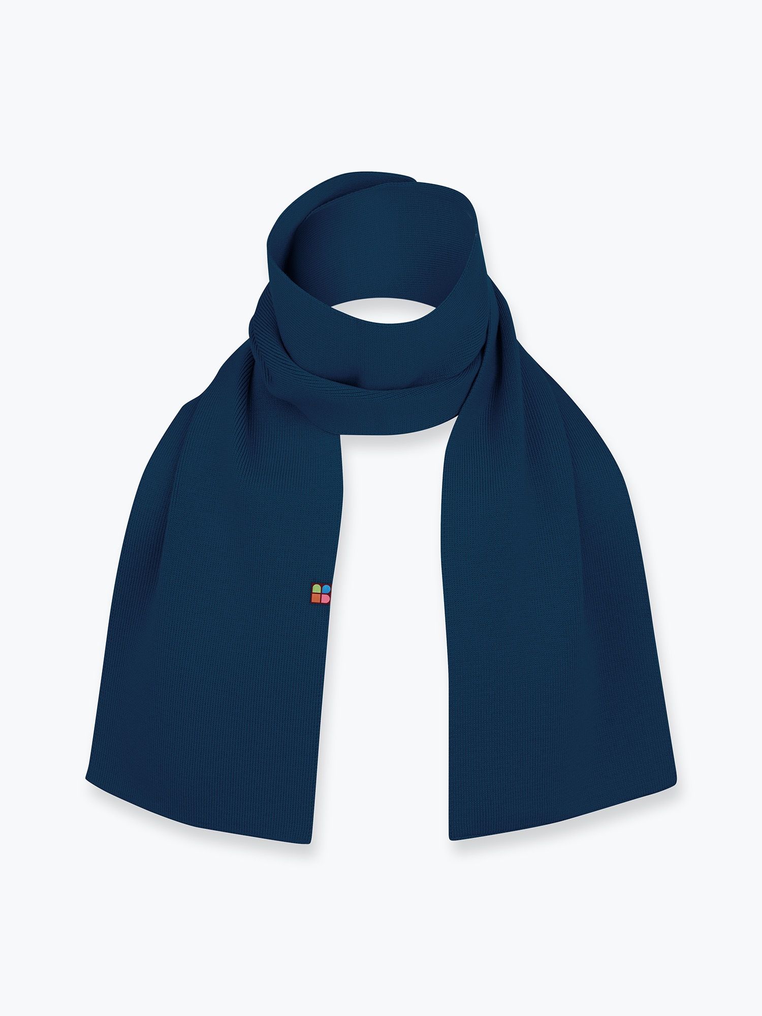 Navy blue fine knit merino wool scarf kids