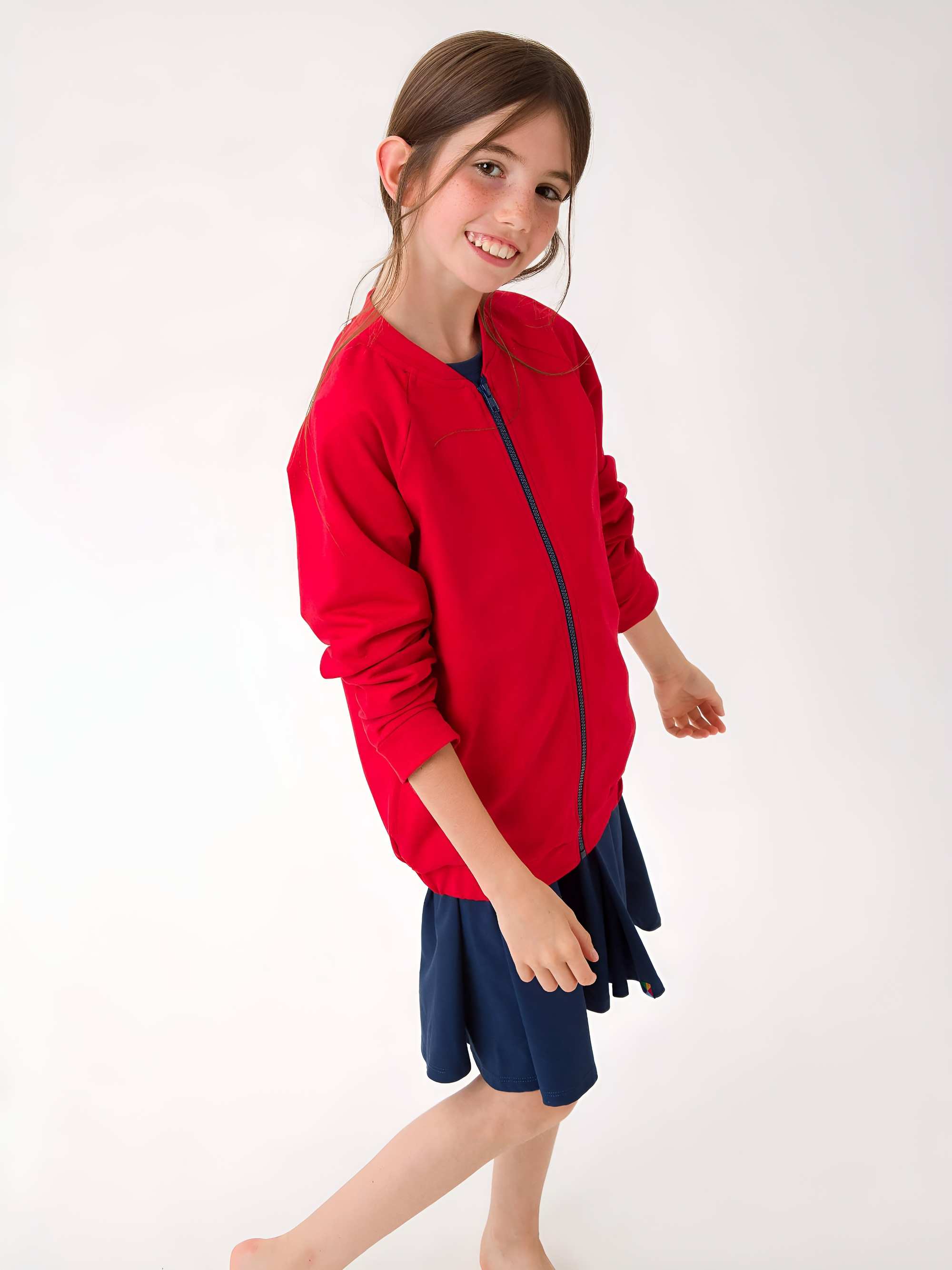 Czerwona bluza na zamek Junior