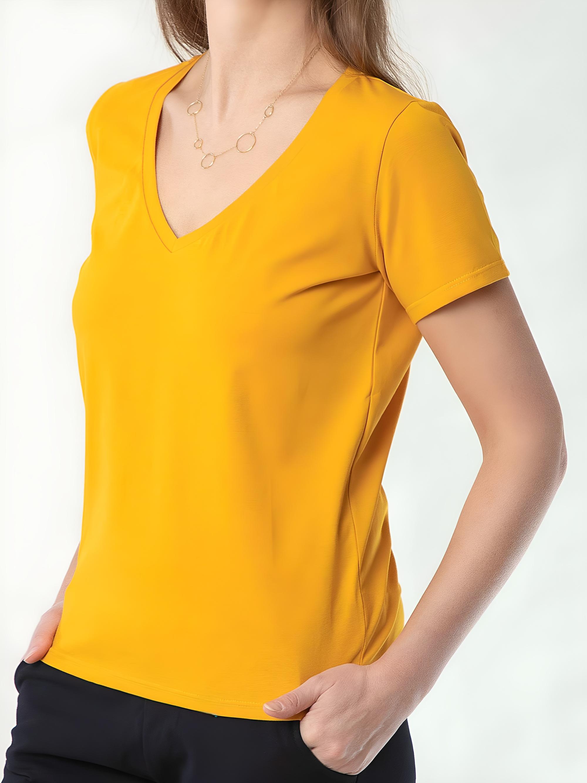 Musztardowy T-shirt damski