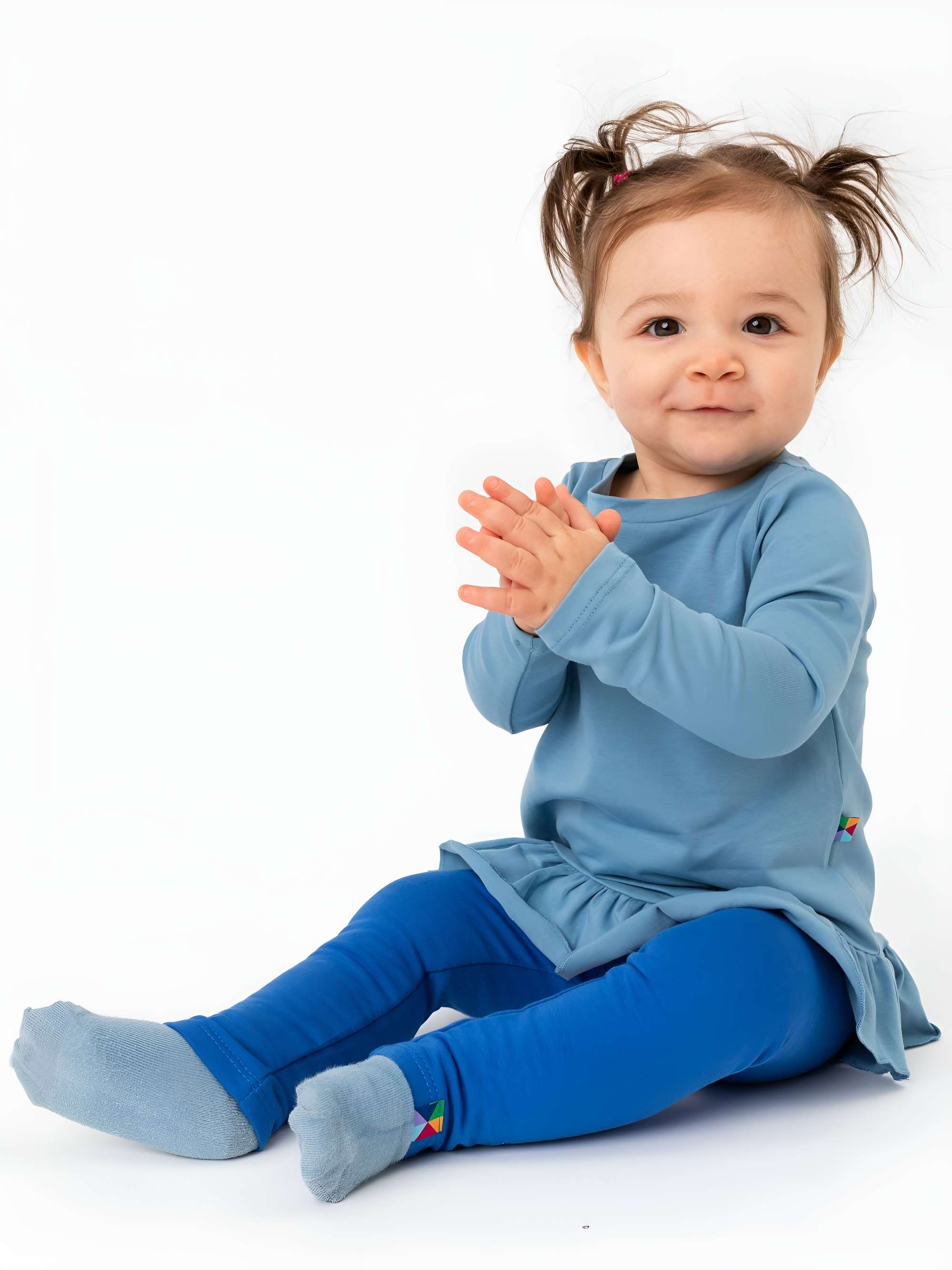 Niebieskie legginsy z meszkiem
