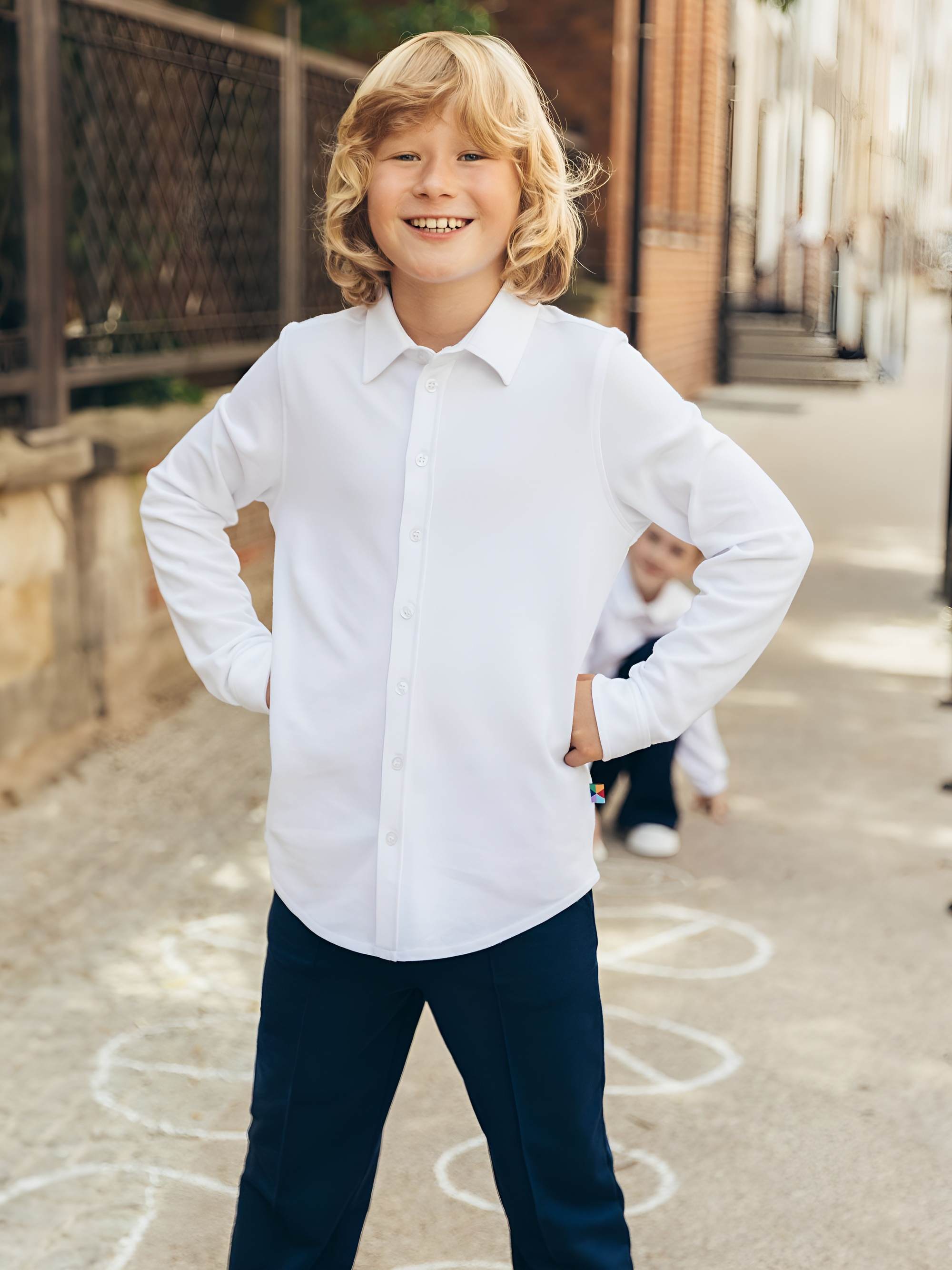 Biała koszula z klasycznym kołnierzykiem Junior