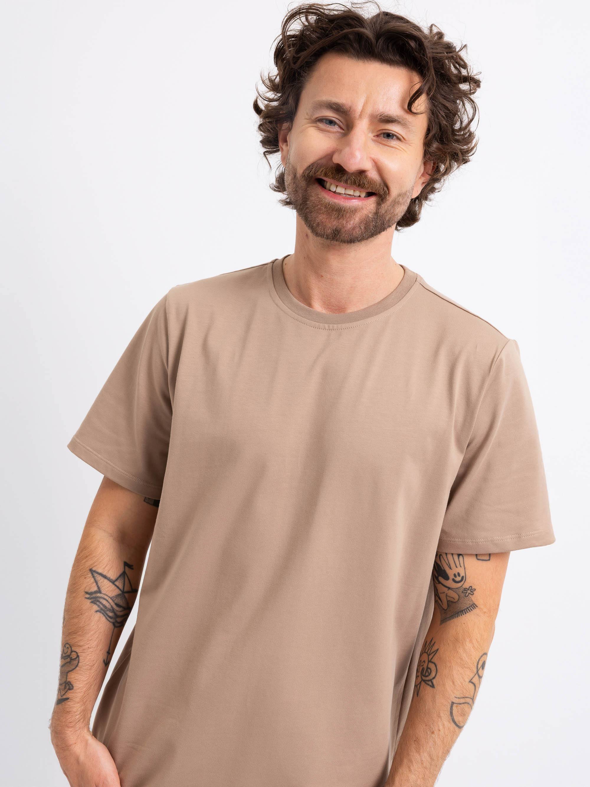 Mocha mousse Ribbed T-shirt Men