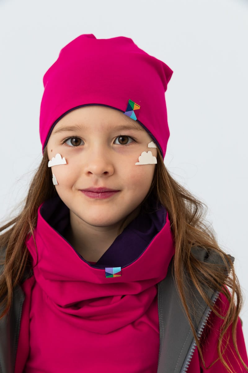 Pink - violet reversible beanie hat