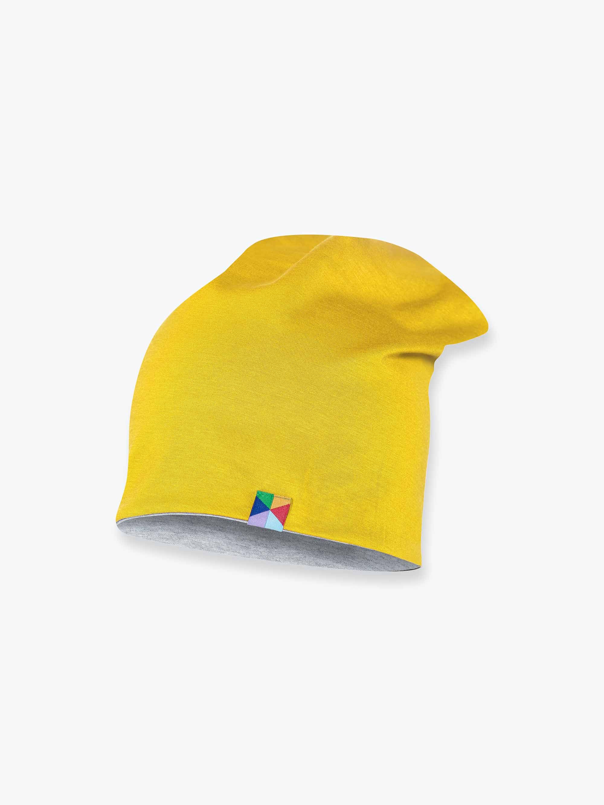 Yellow - grey reversible beanie hat Junior