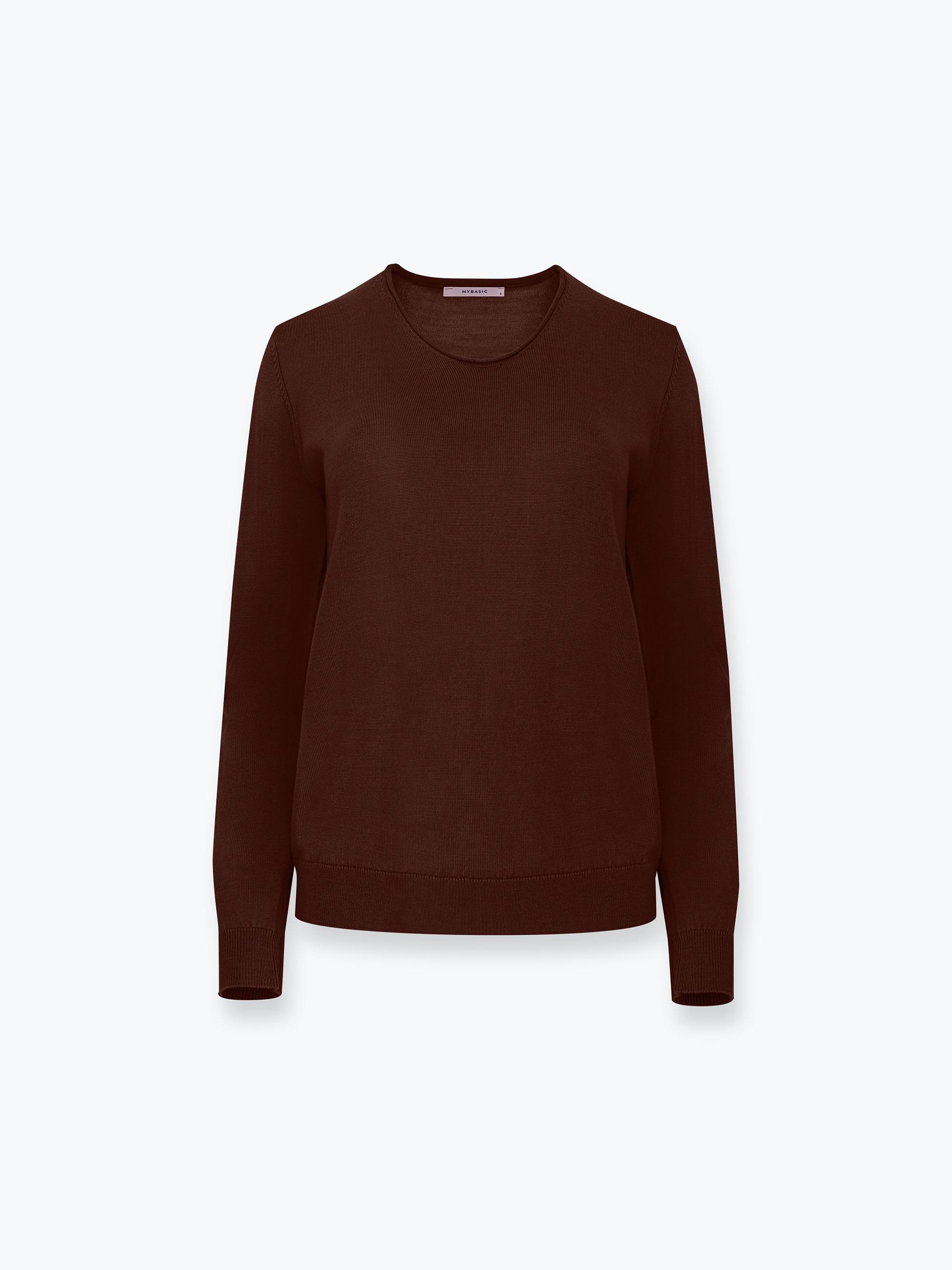 Brązowy sweter z wełny merino damski